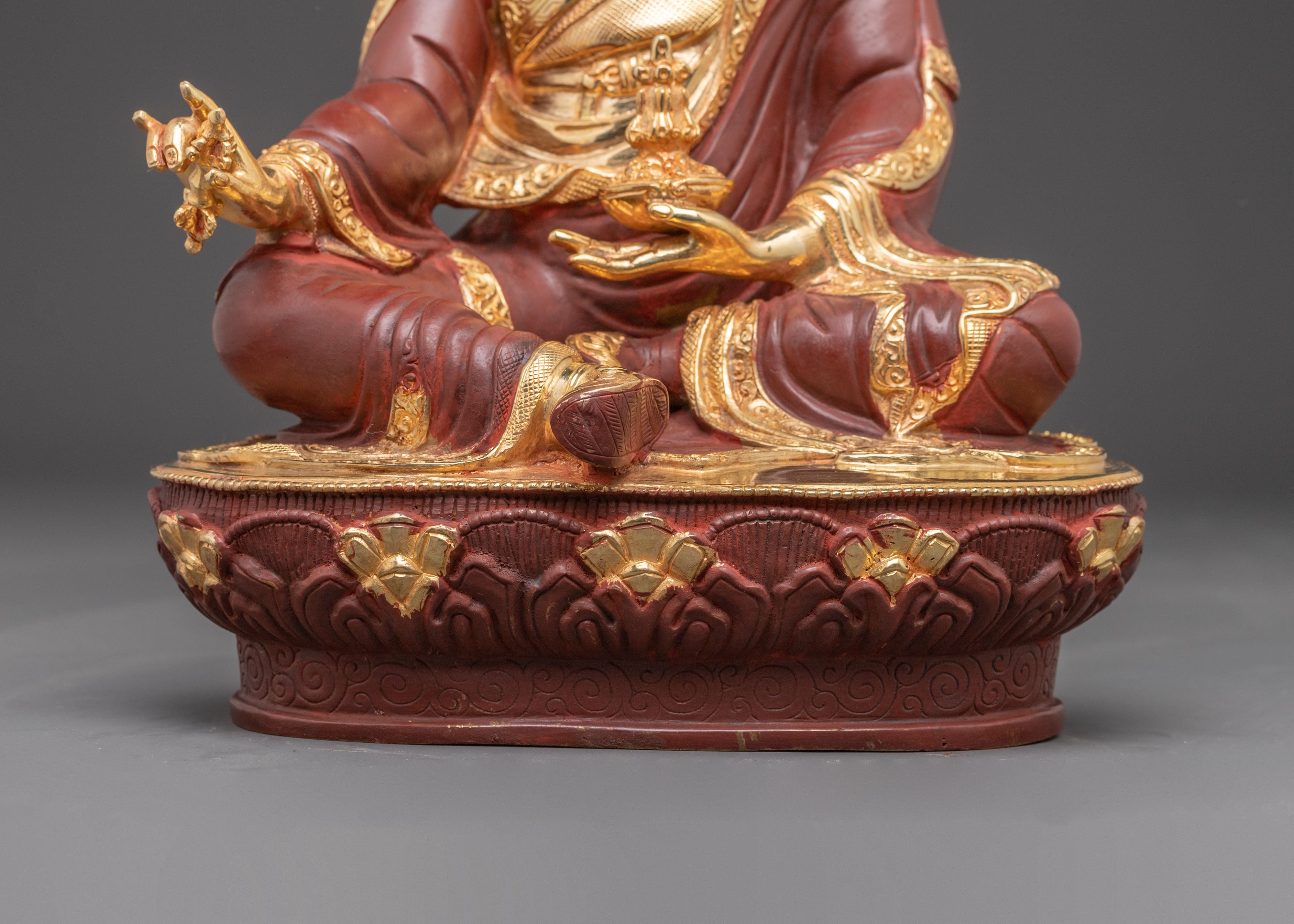 Nepalese Handcrafted Guru Rinpoche Copper Statue