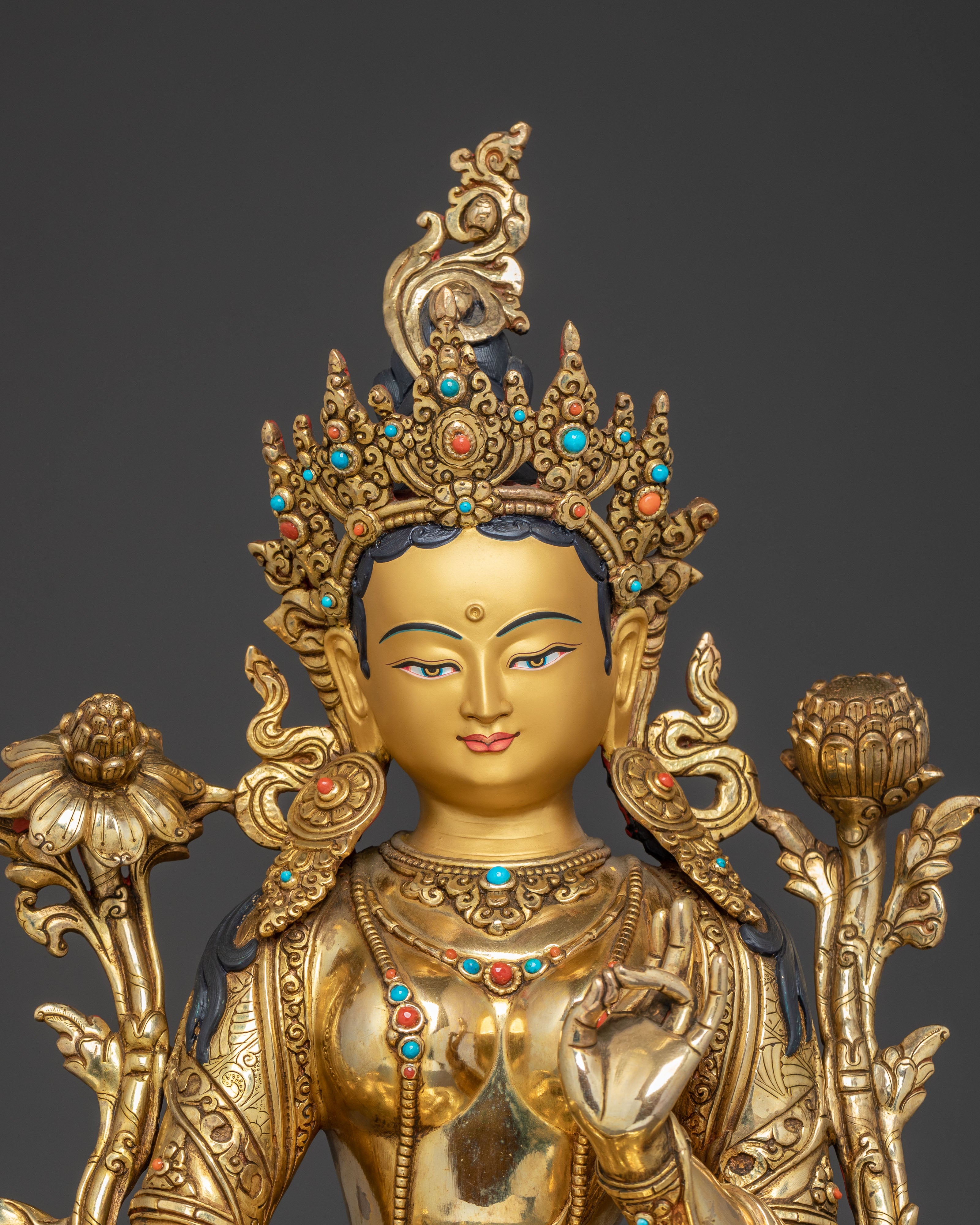 Green Tara Copper Art - Mother of Buddhas | Shyama Tara Statue