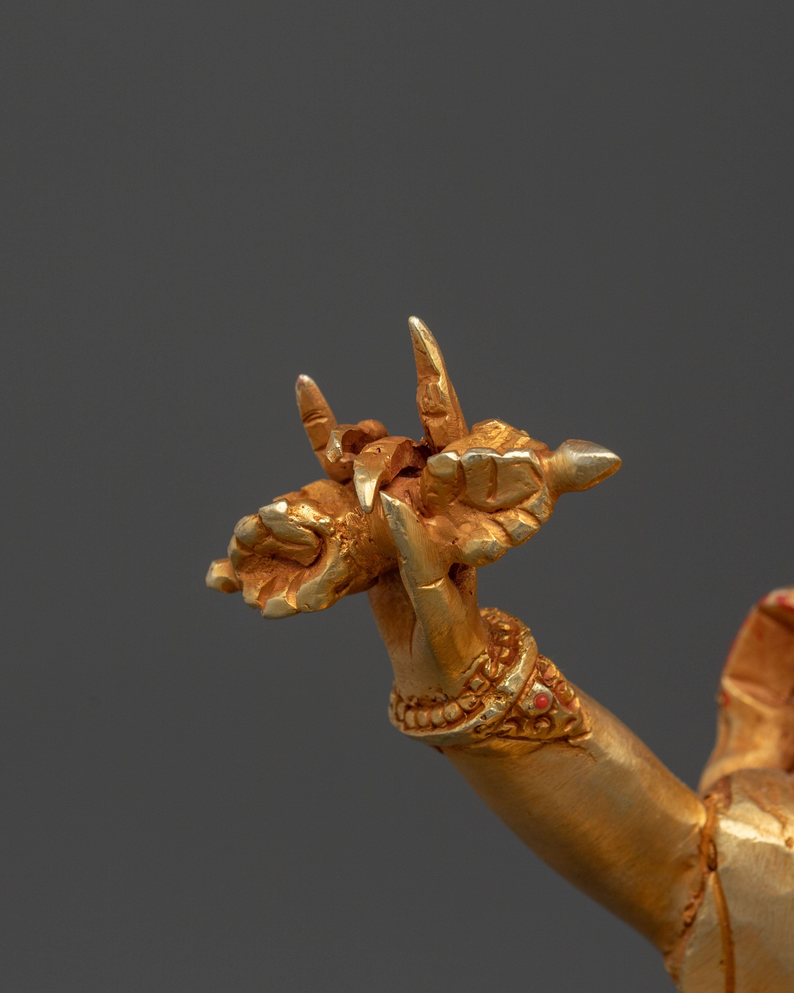 24K Gold Gilded Vajrapani Statue: Wrathful Deity and Thunderbolt Holder