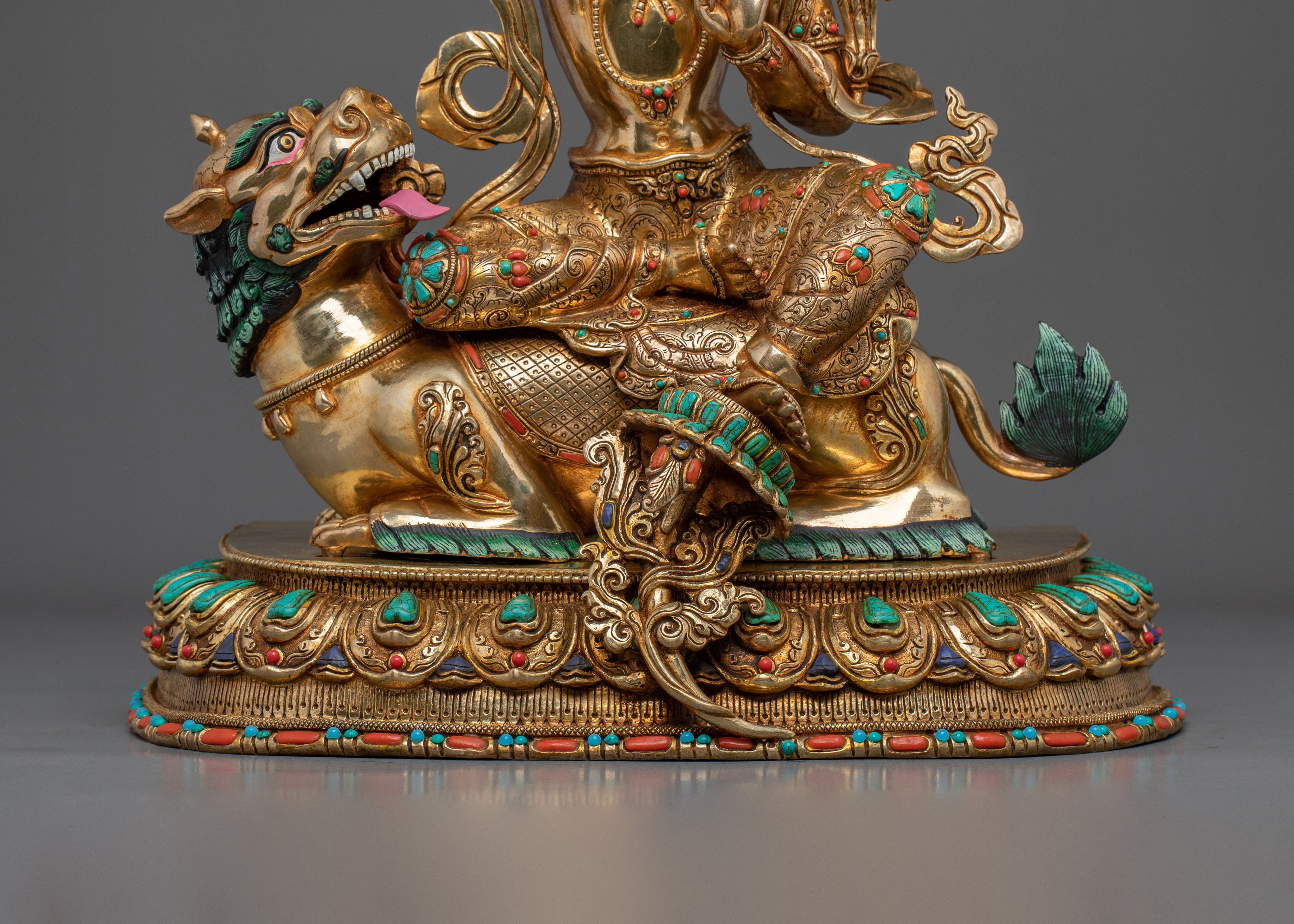 Simhanada Manjushri Sculpture | Tibetan Wisdom Bodhisattva