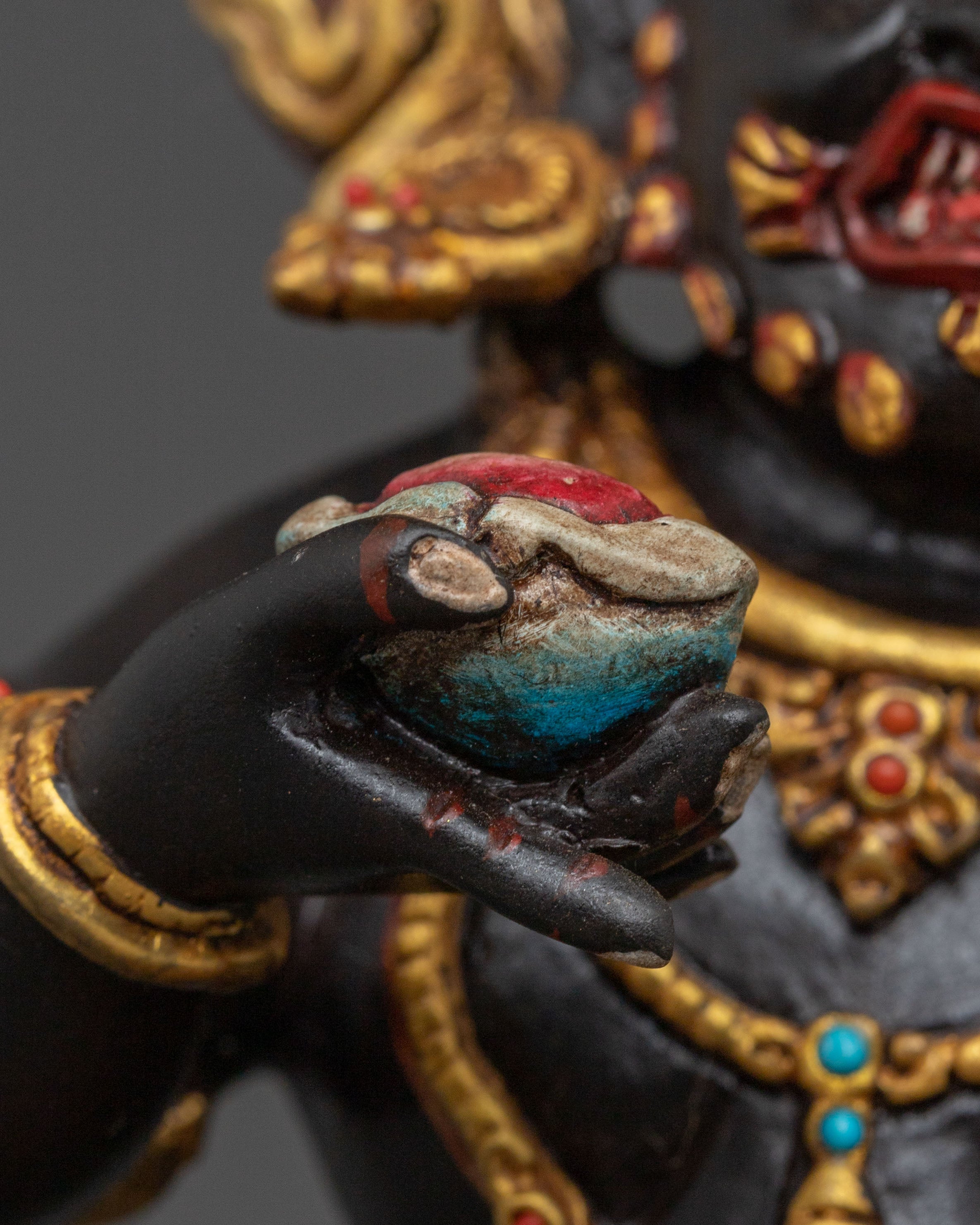 Black Dzambhala Sacred Statue: Buddhist Wealth Deity