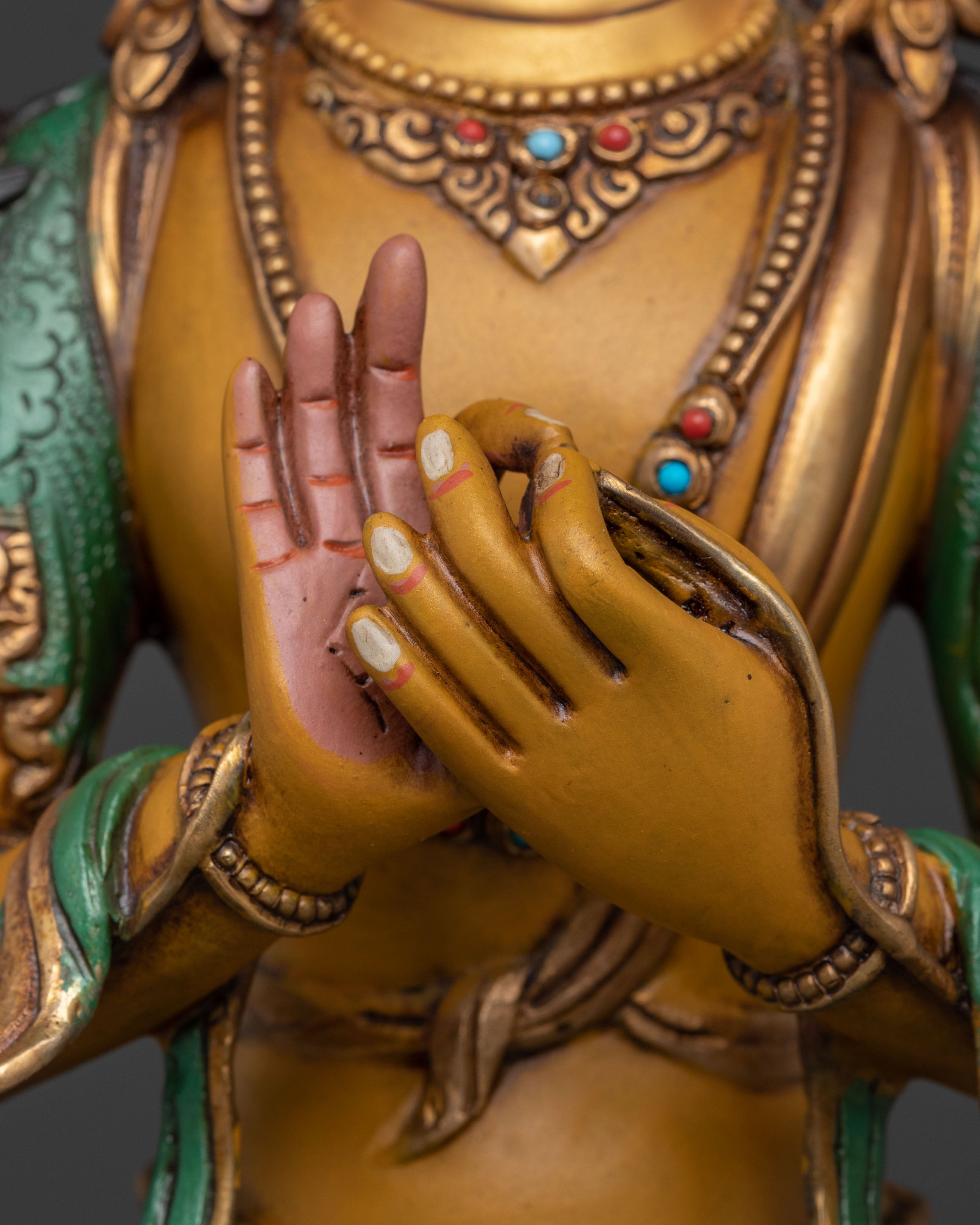 Maitreya Buddha Statue: 24K Gold Gilded Figurine
