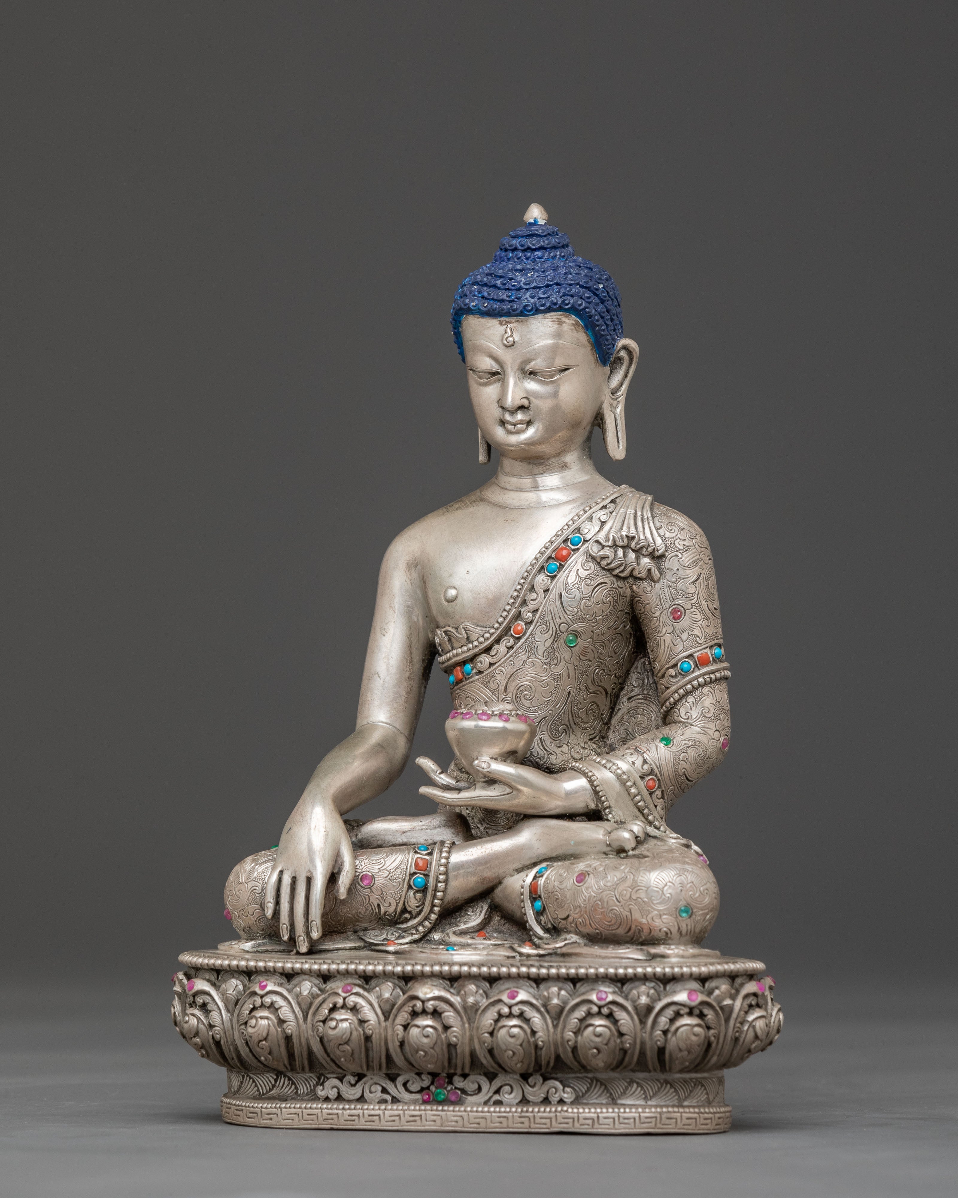 Wisdom Master Shakyamuni Statue: 92.5 Silver Sculpture