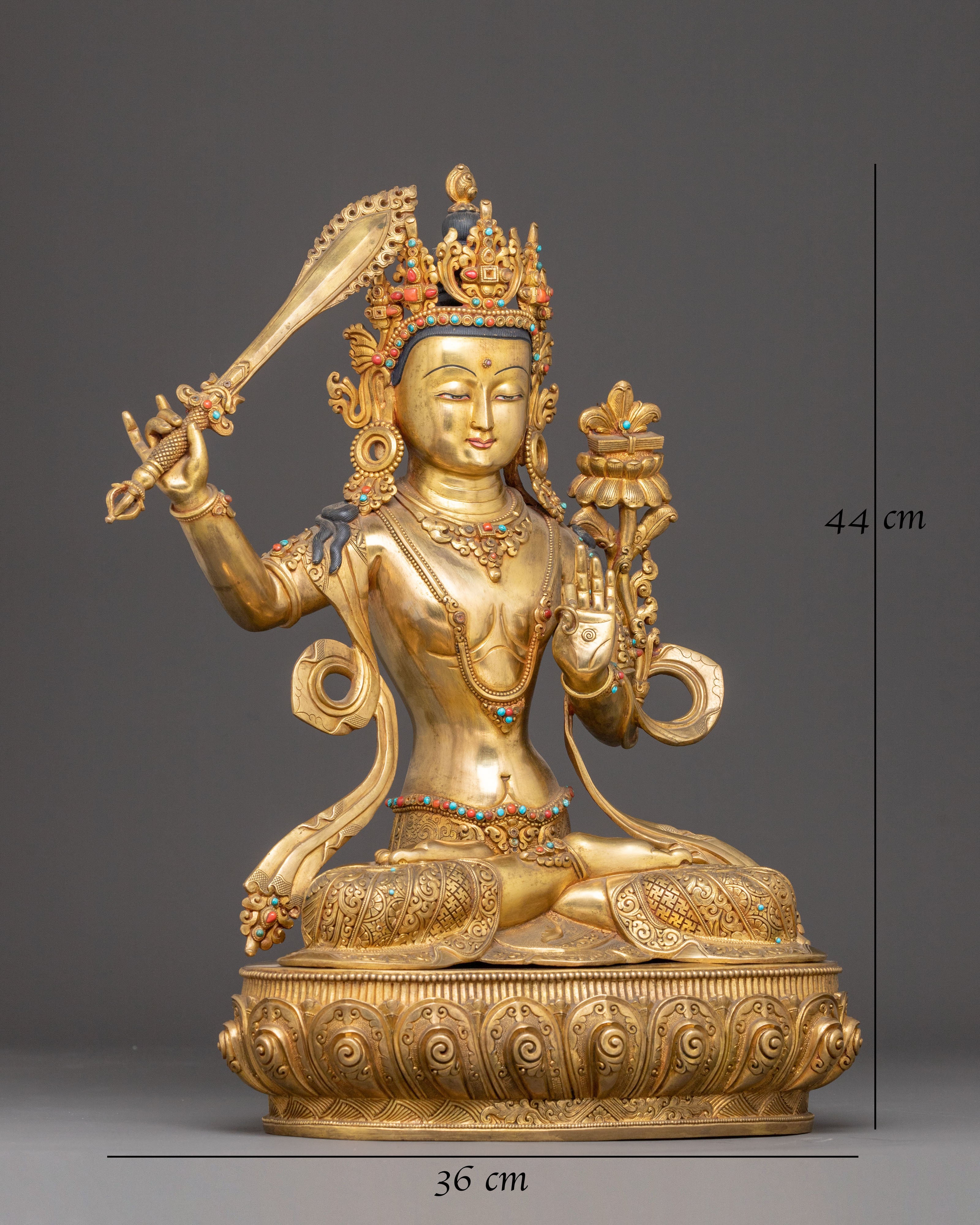 Manjushri Bodhisattva Handcrafted Statue | Traditional Himalayan Art