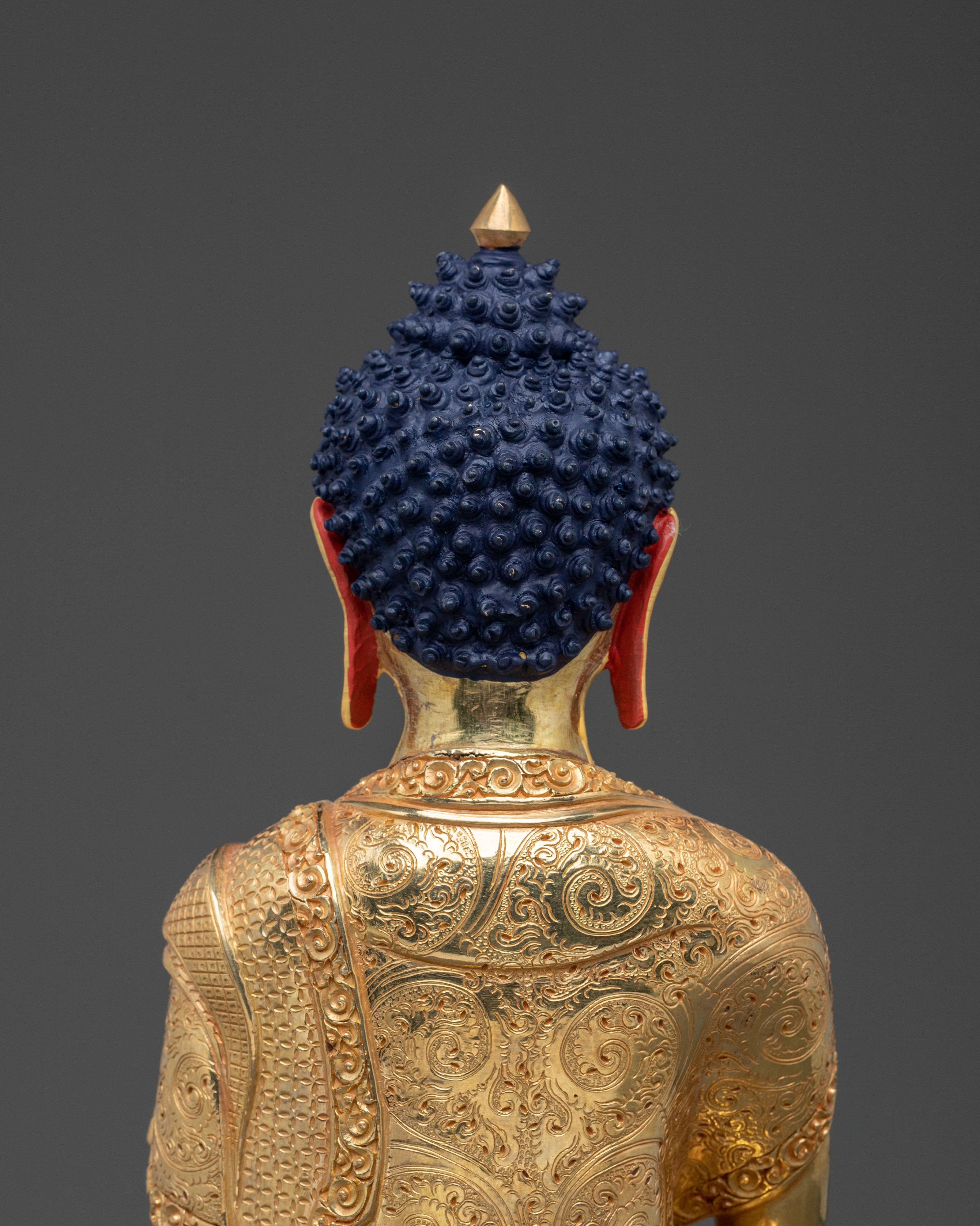 Buddhist Icon Shakyamuni Buddha: 24K Gold Gilded