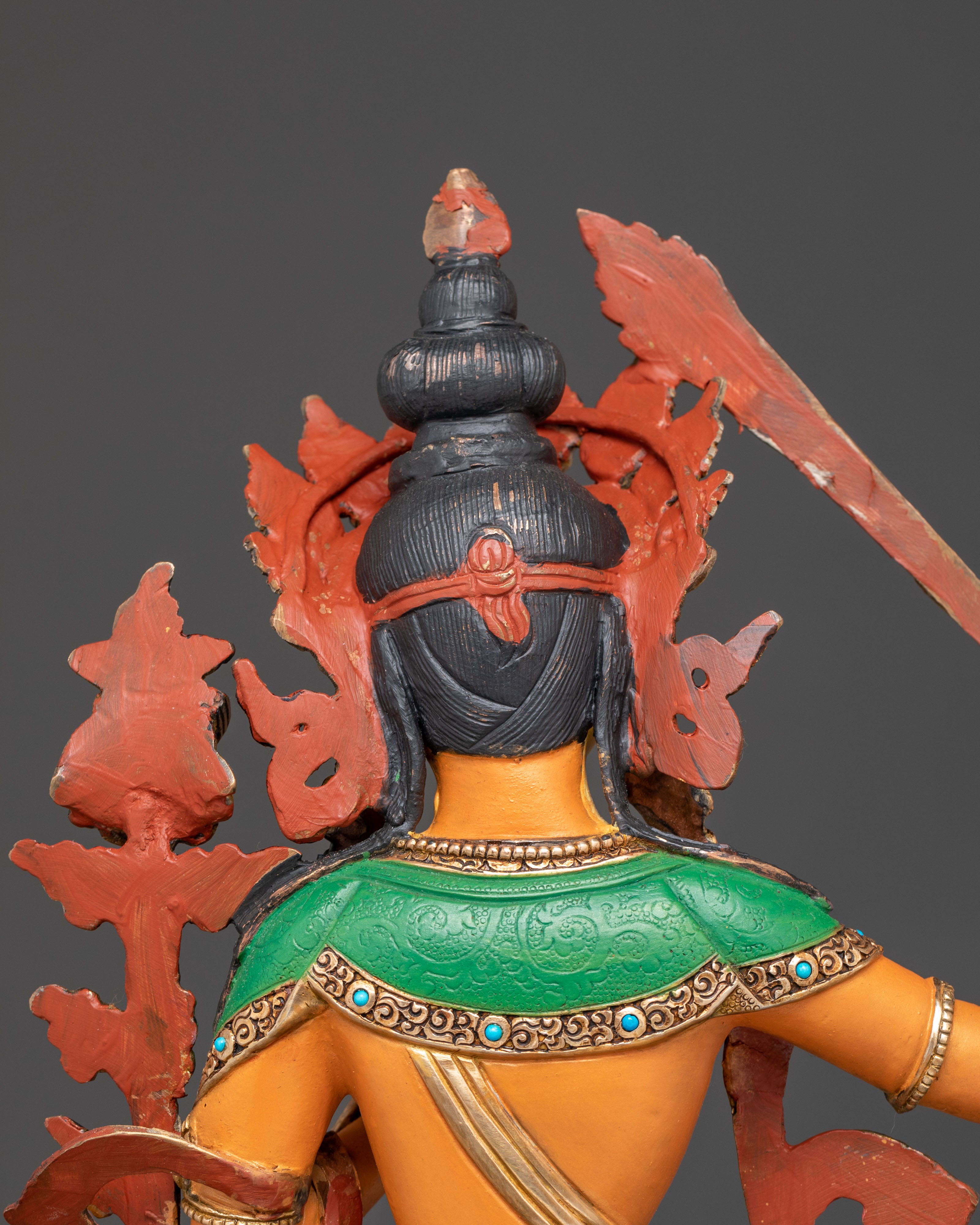 Spiritual Wisdom Deity Manjushri Statue on Throne | Handmade in Nepal