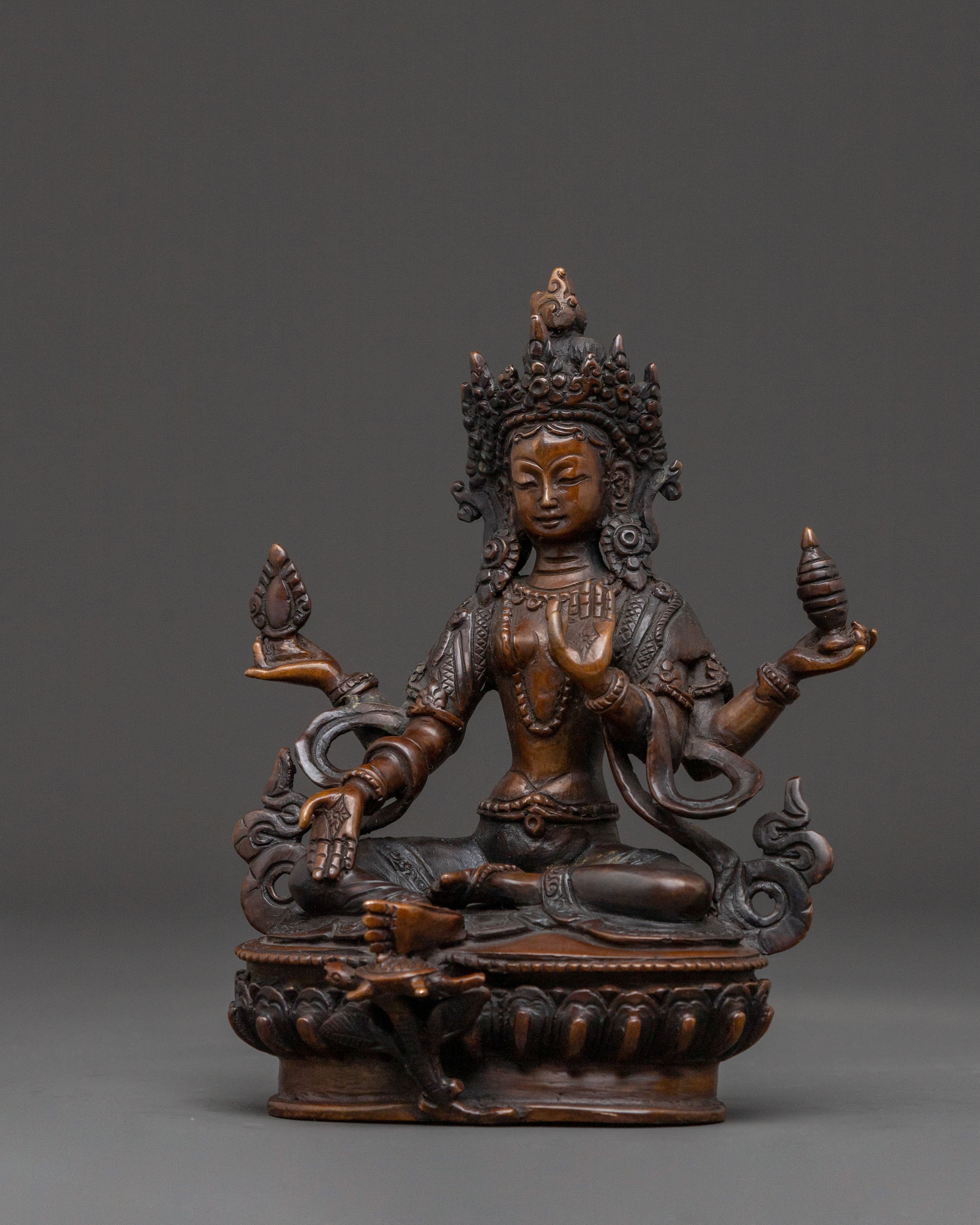 Goddess Laxmi Spiritual Statue – Oxidized Copper Masterpiece