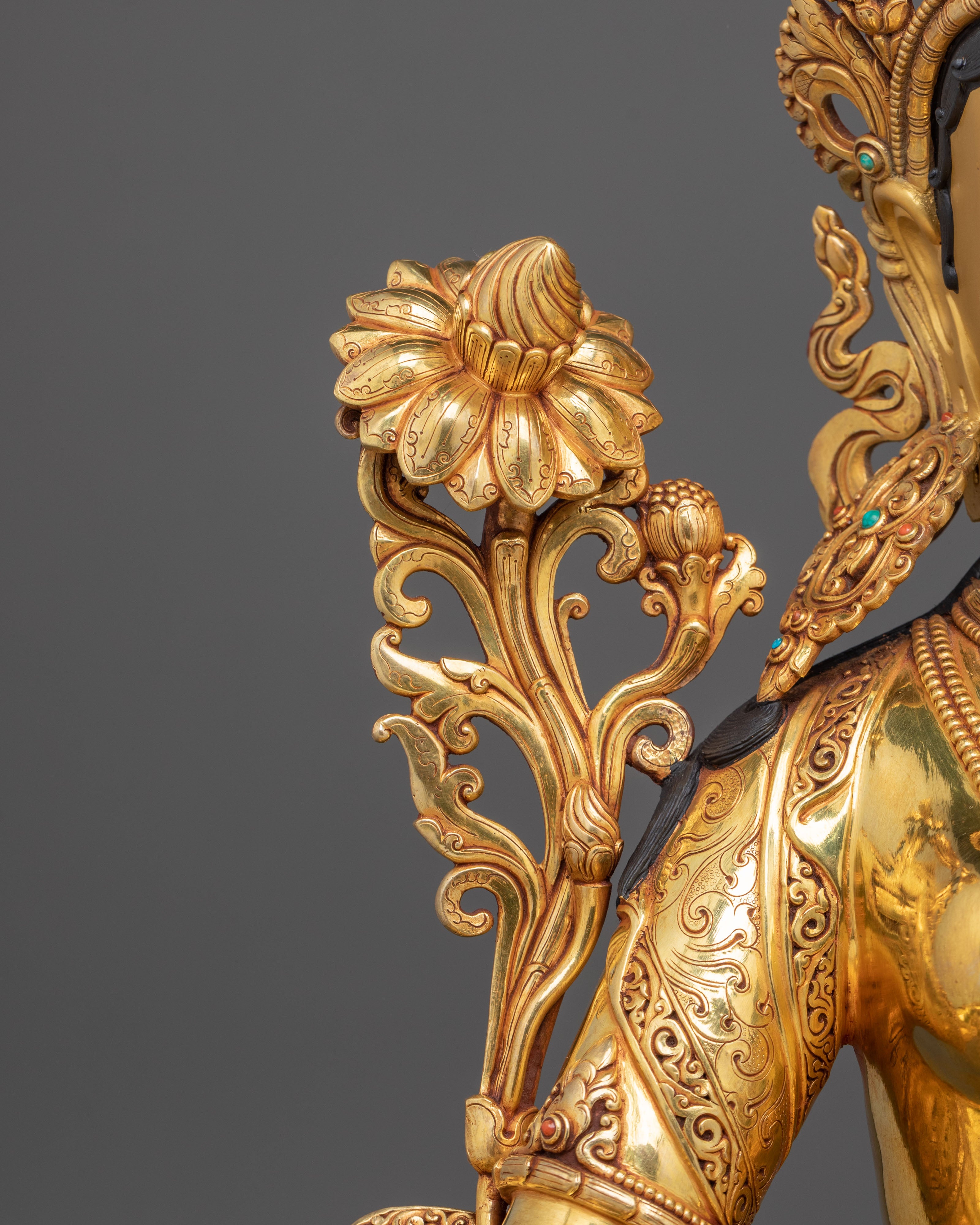 Mother Green Tara Statue | Copper Figurine for Altars