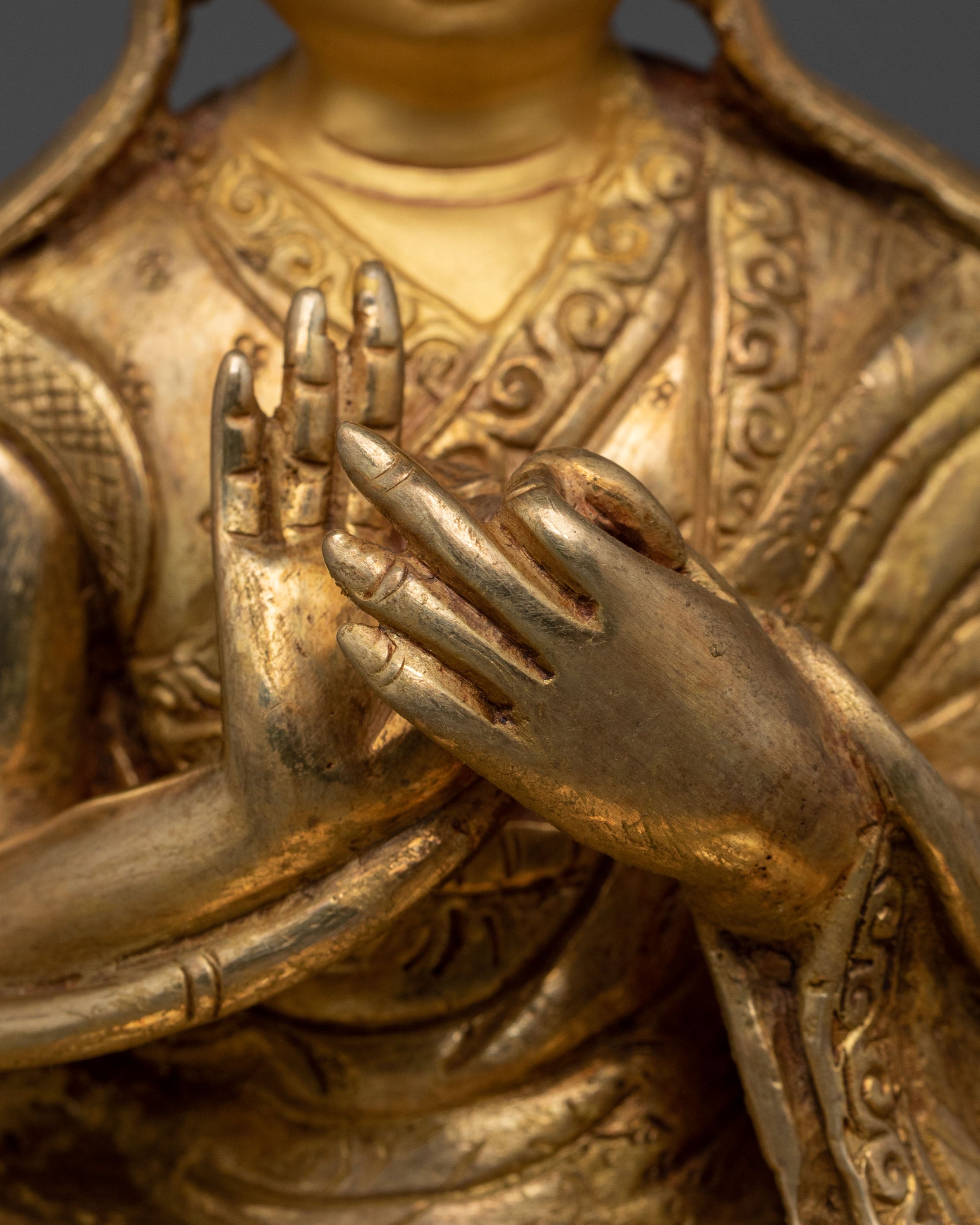 Buddhist Master Tsongkhapa Sacred Statue | Tibetan Buddhist Art (13x17.5 inches)