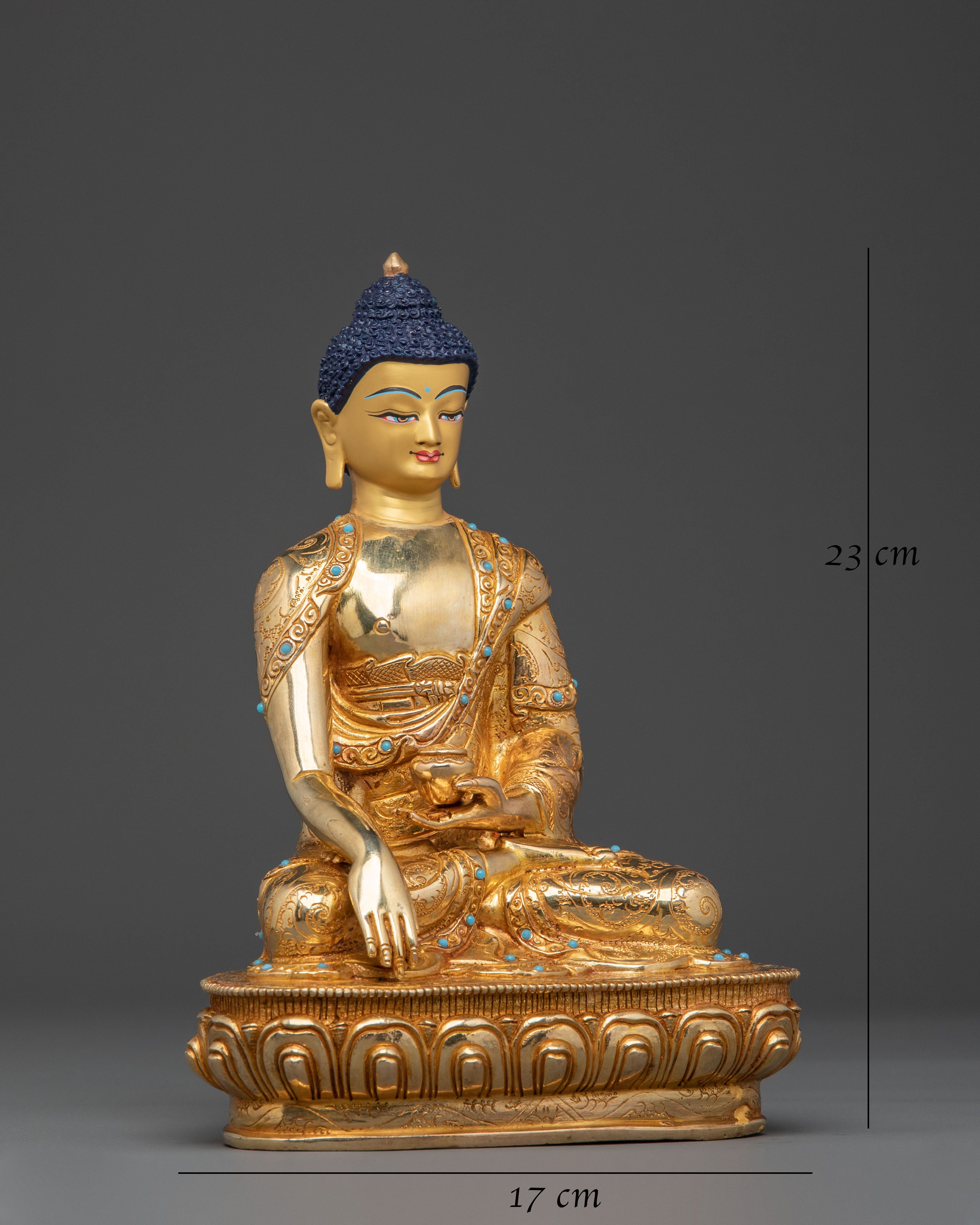 Shakyamuni Buddha 24k Gold Gilded Statue: Dharma Teaching
