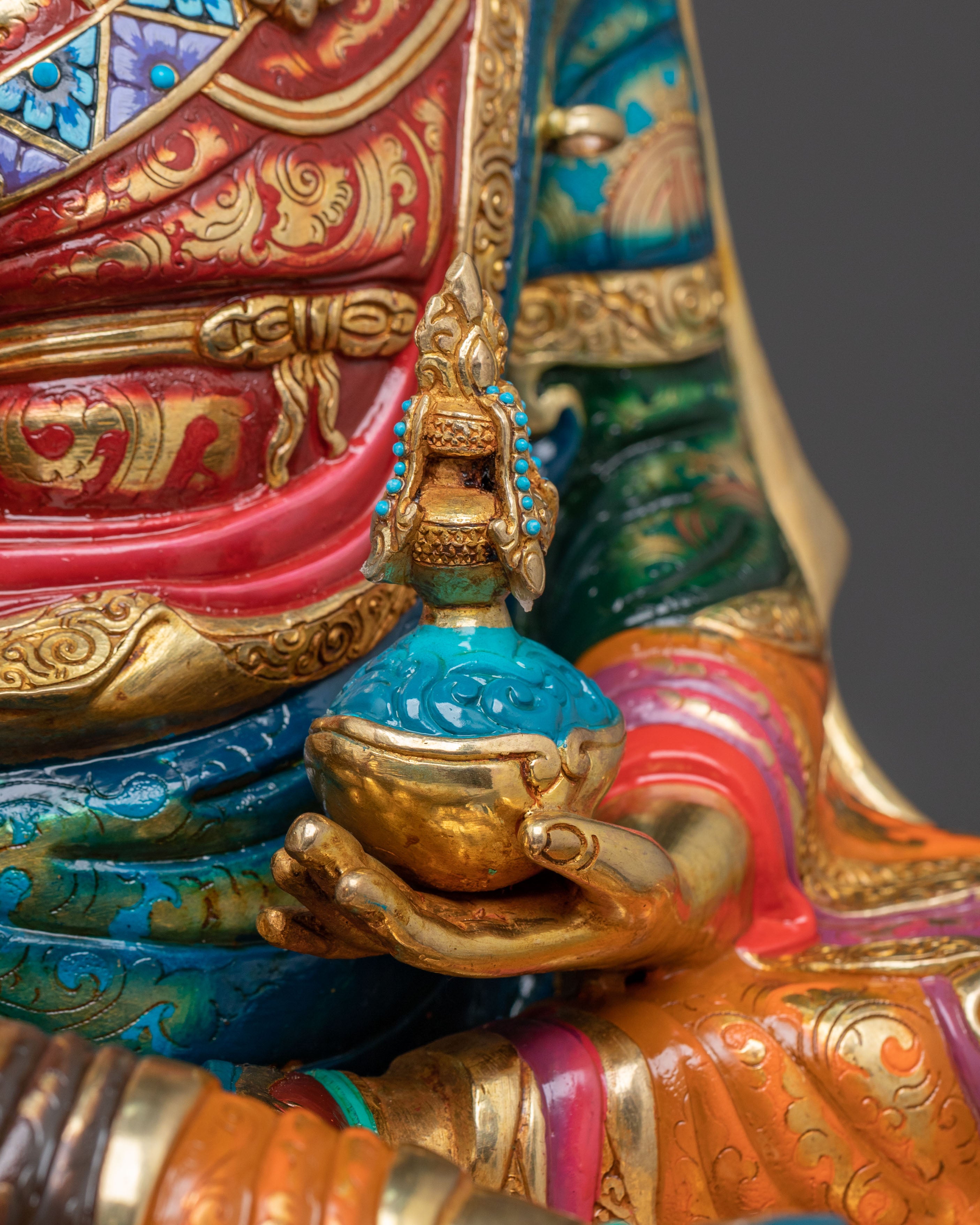 Magnificent Guru Rinpoche Vajra Master Statue | 24K Gold Gilded