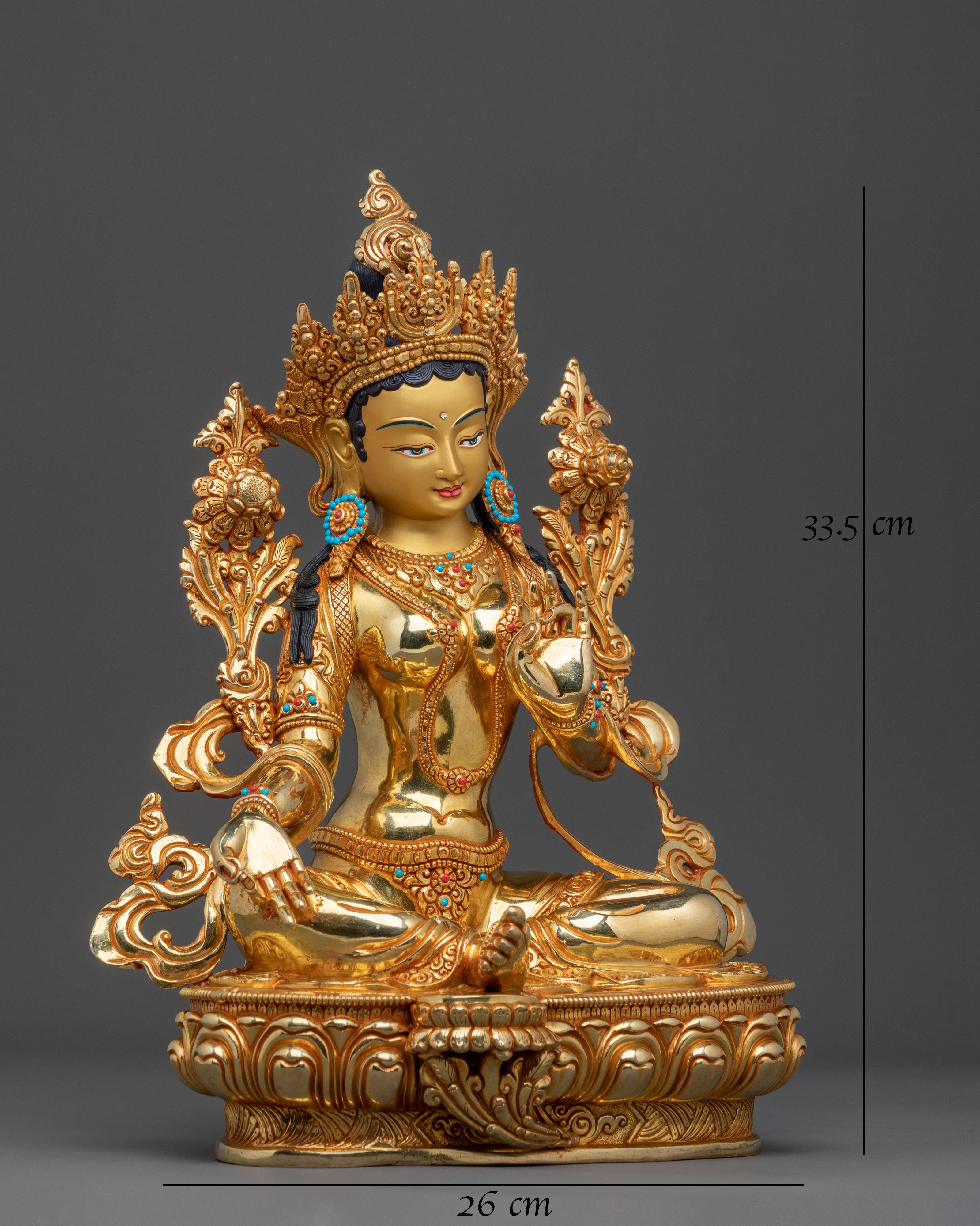 Tibetan Buddhist Goddess Green Tara Figurine | Goddess of Compassion