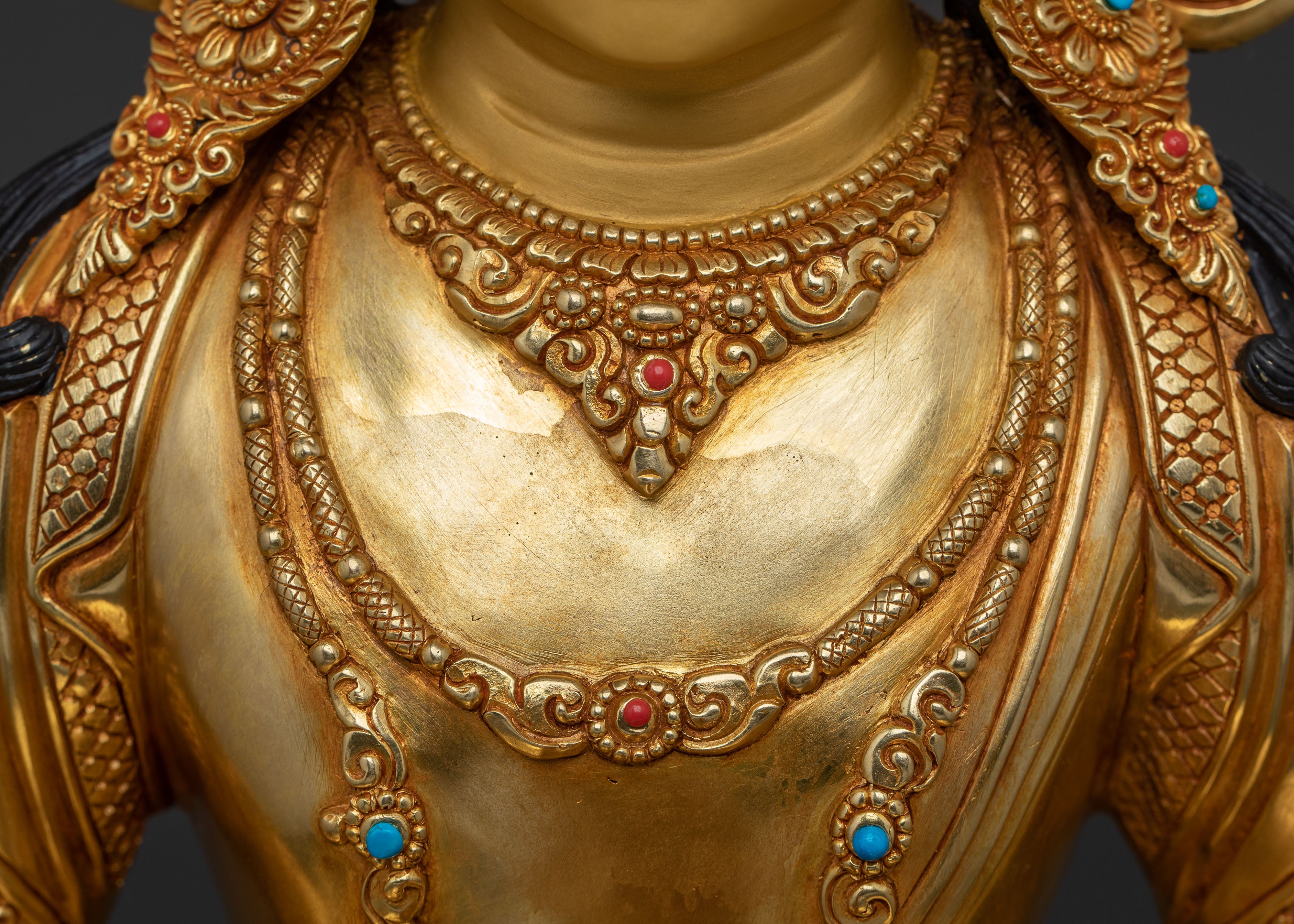 Amitayus Statue for Longevity – Hand-Gilded Copper