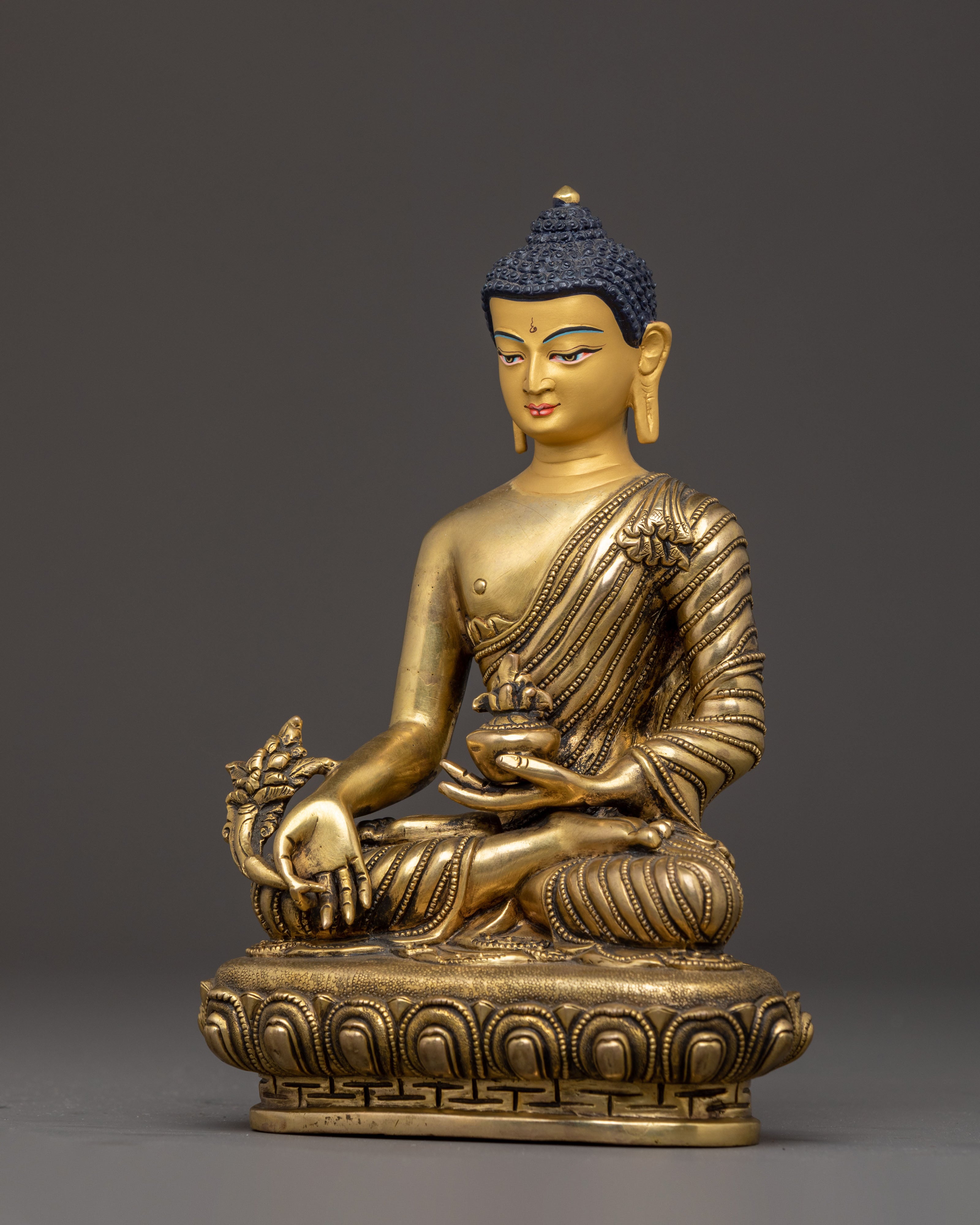 Handcrafted Medicine Buddha Statue | 24K Gold Gilded Sculpture