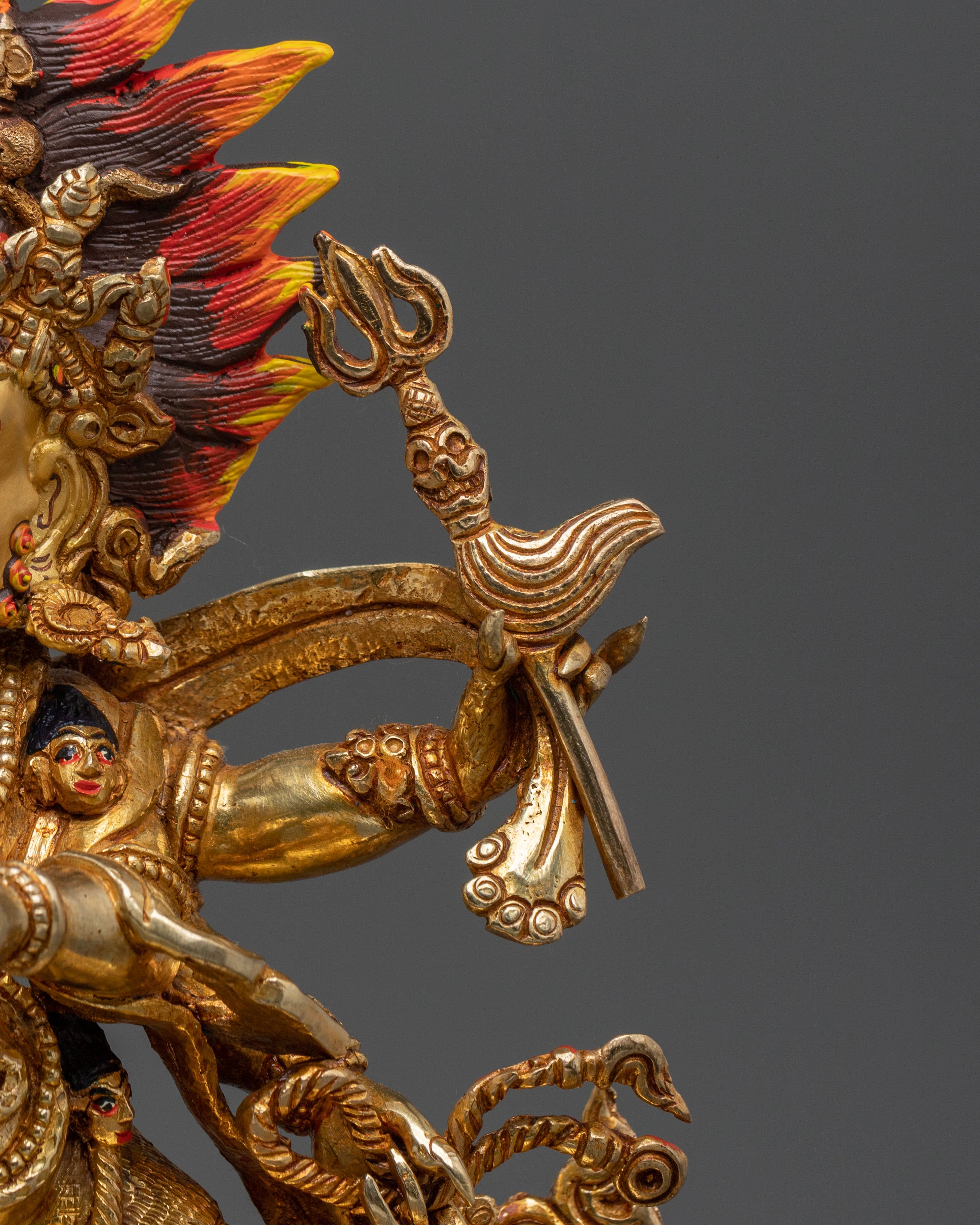 Six Armed Mahakala Golden Statue | Buddhist Protector