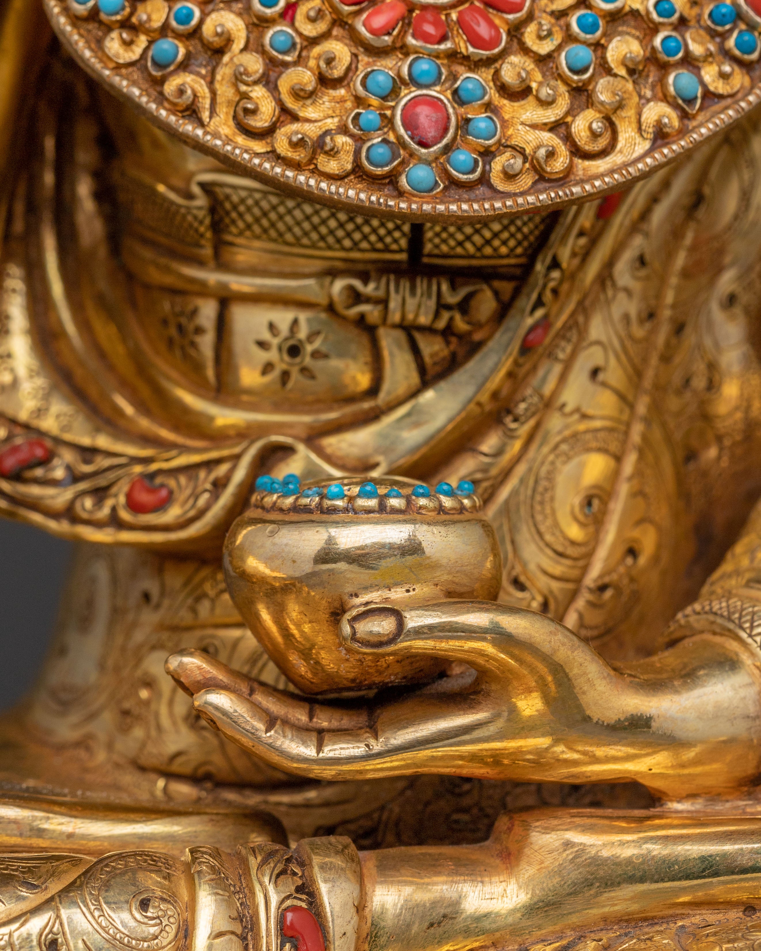 Shakyamuni Buddha Golden Statue with Crown – Himalayan Craft