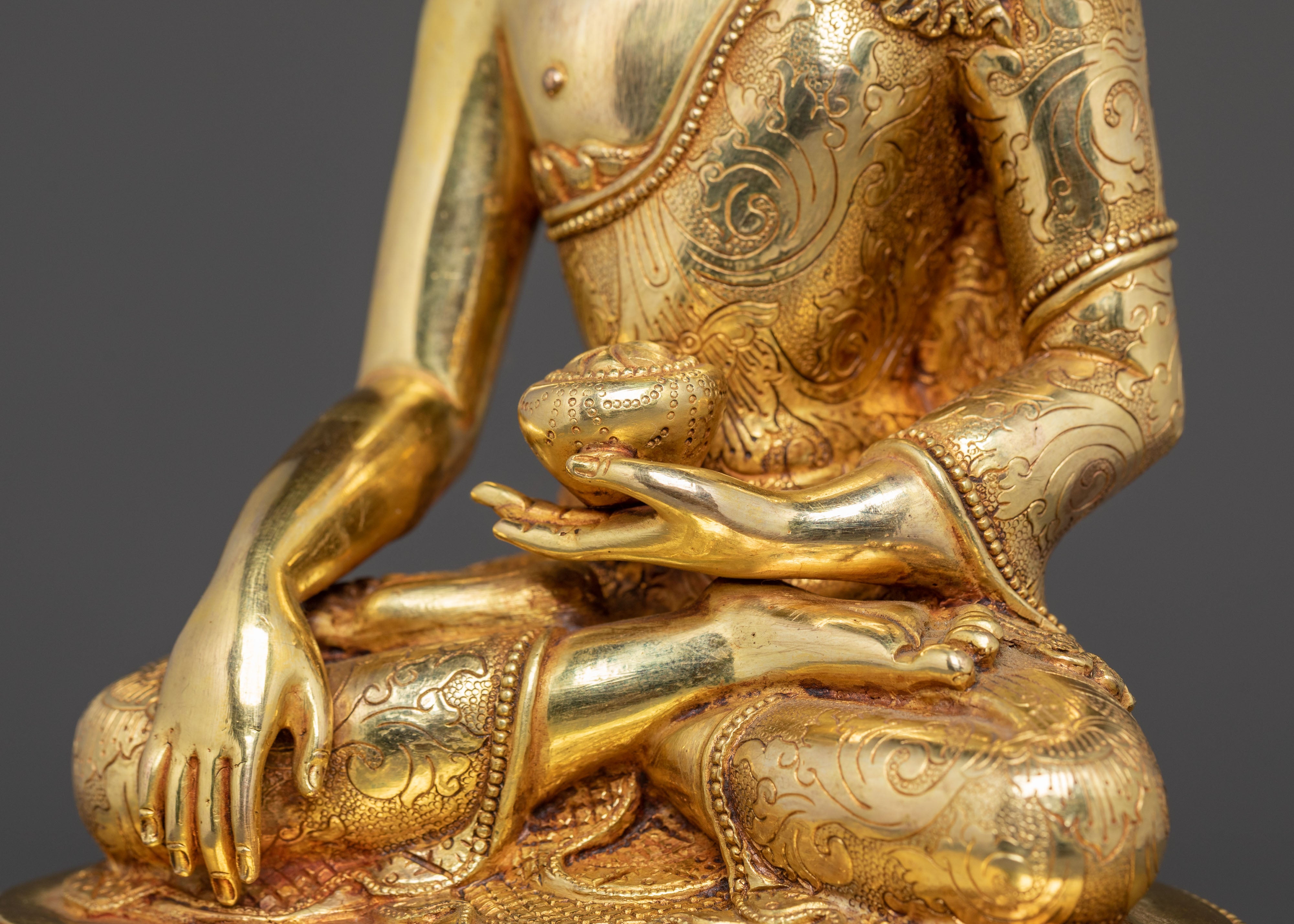 Shakyamuni Buddha Tibetan Statue - 24K Gold Gilded