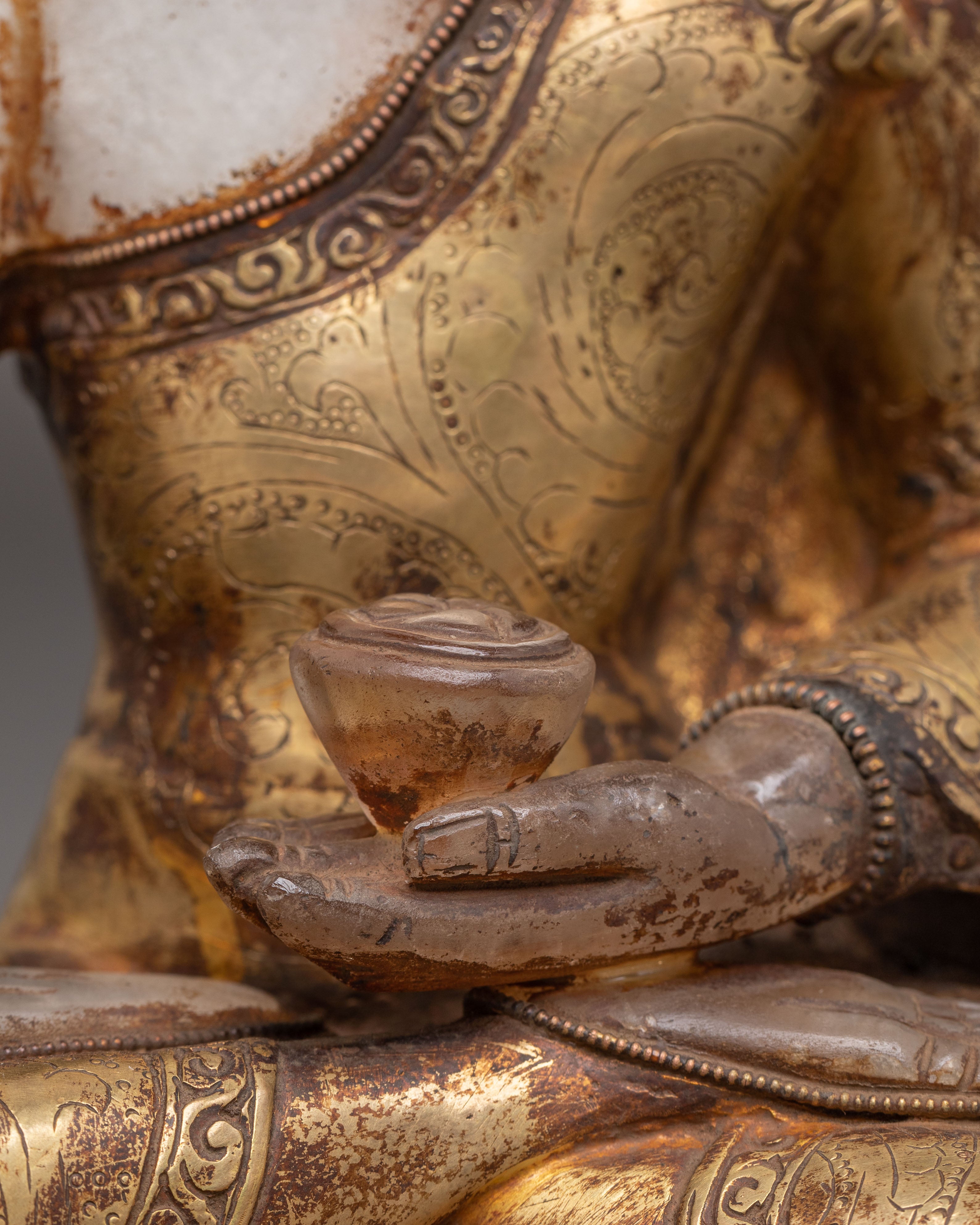 Golden Handmade Statue of Medicine Buddha | Buddha of Healing