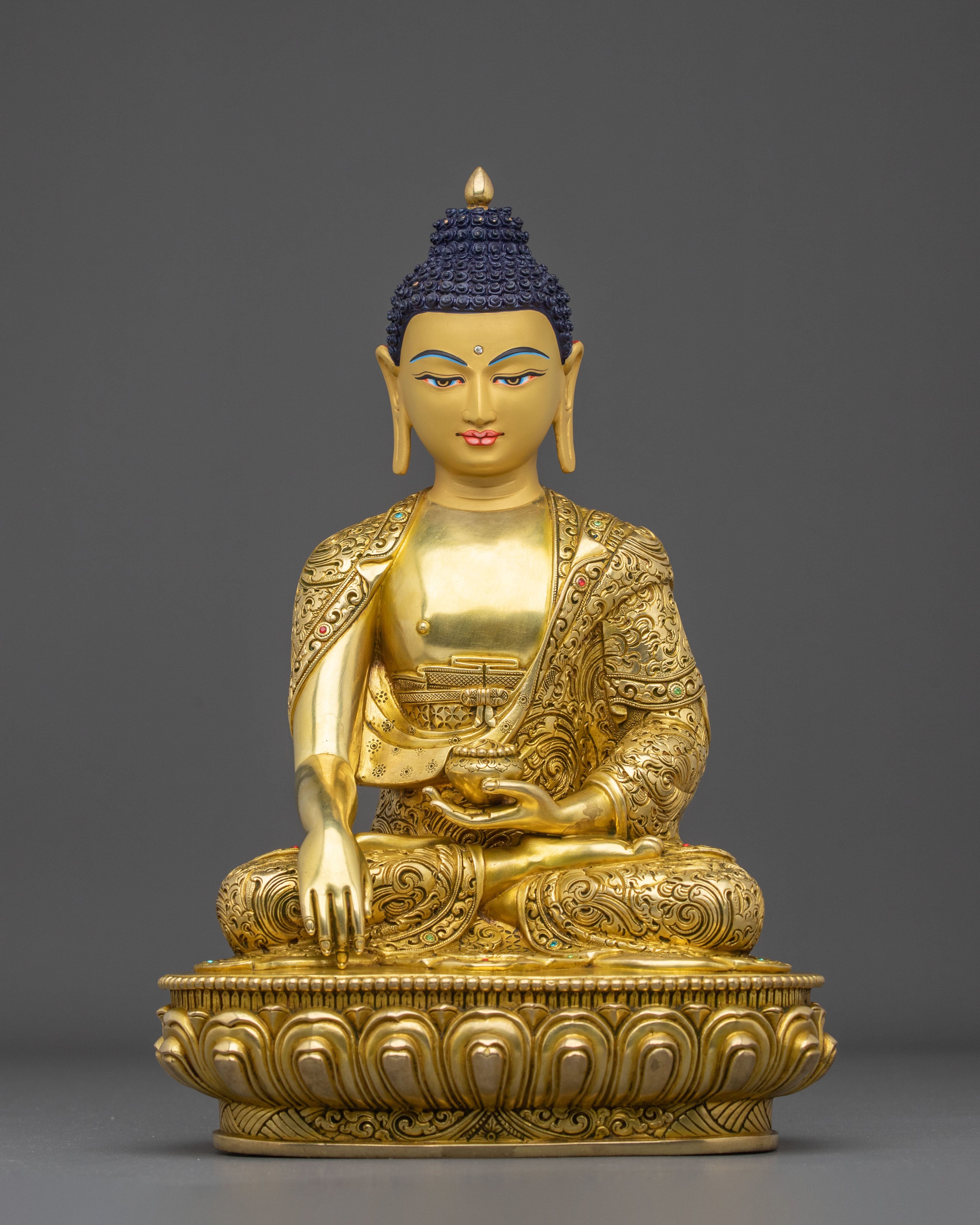 Shakyamuni Buddha Handmade 24K Gold Gilded Statue