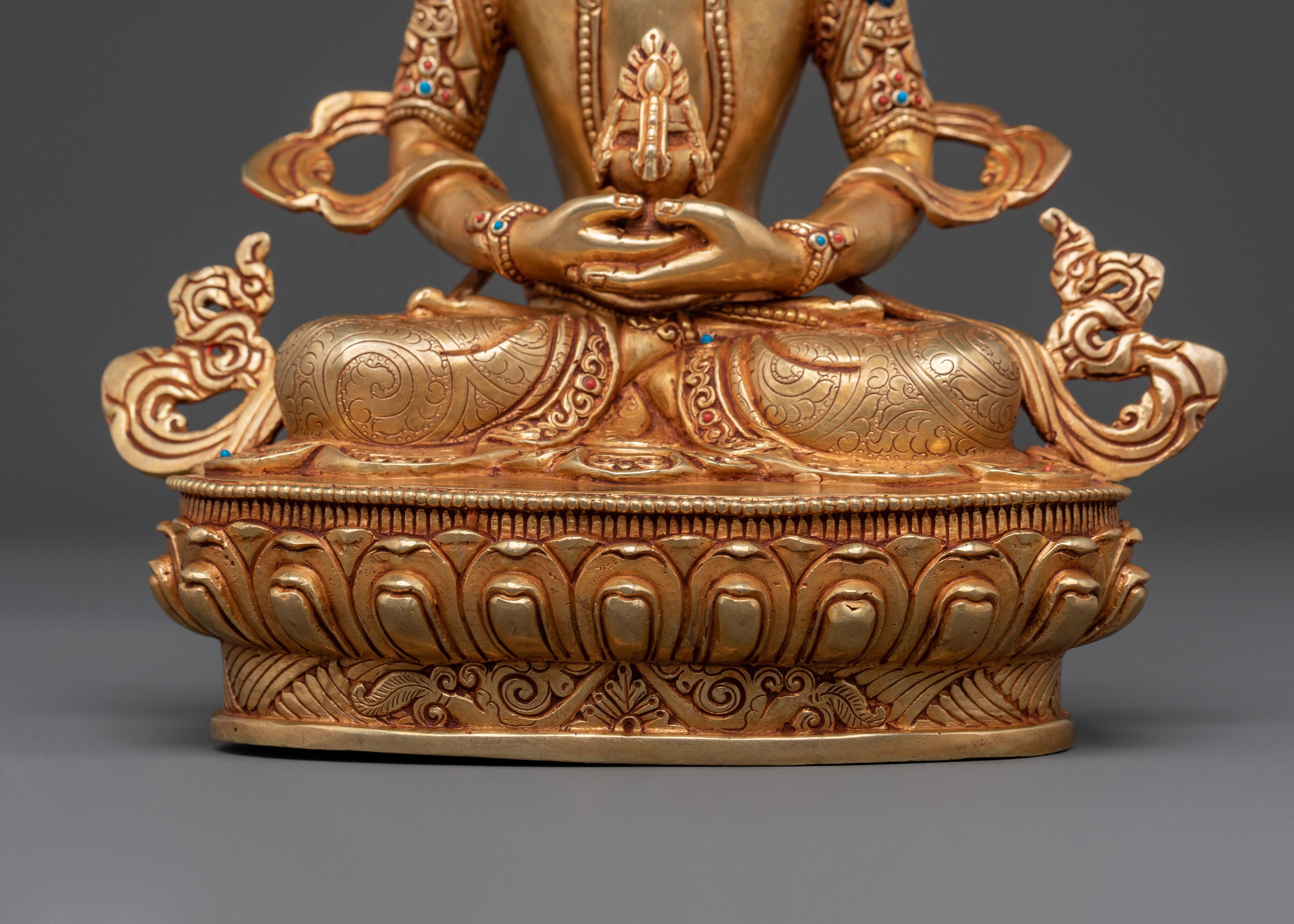 Amitayus Golden Statue: Holding Long Life Vase