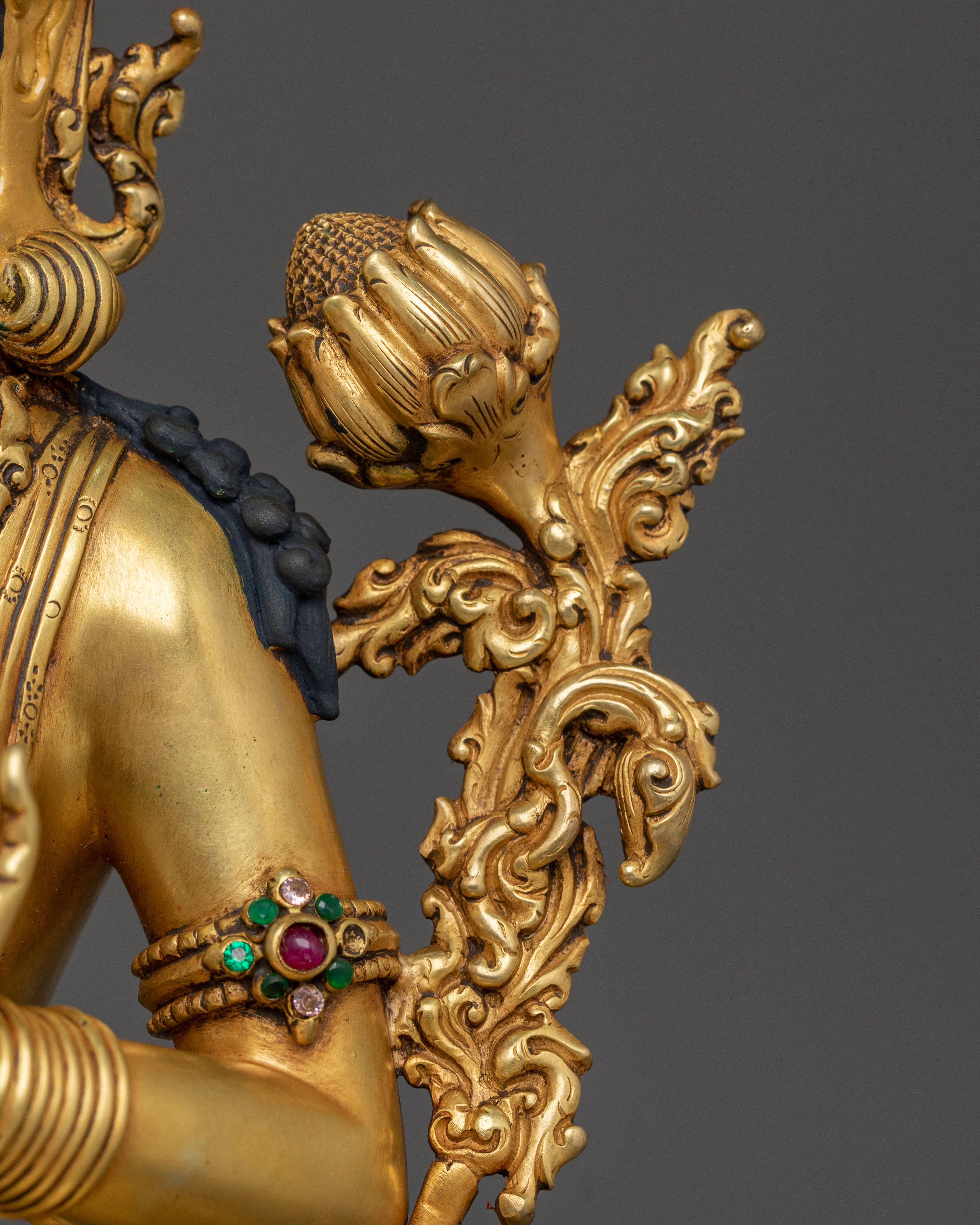 Green Tara Sacred Figurine on Throne | Home Decor