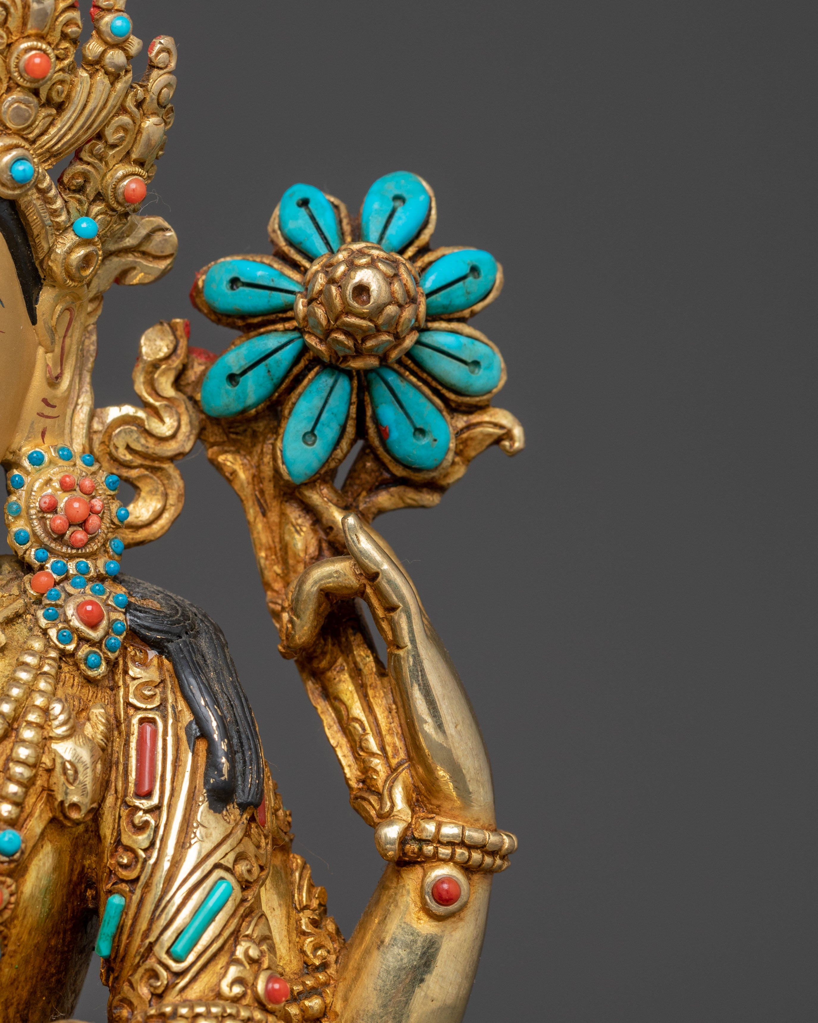 Handcrafted 24K Gold Gilded Chenrezig Statue | Sacred Nepalese Art