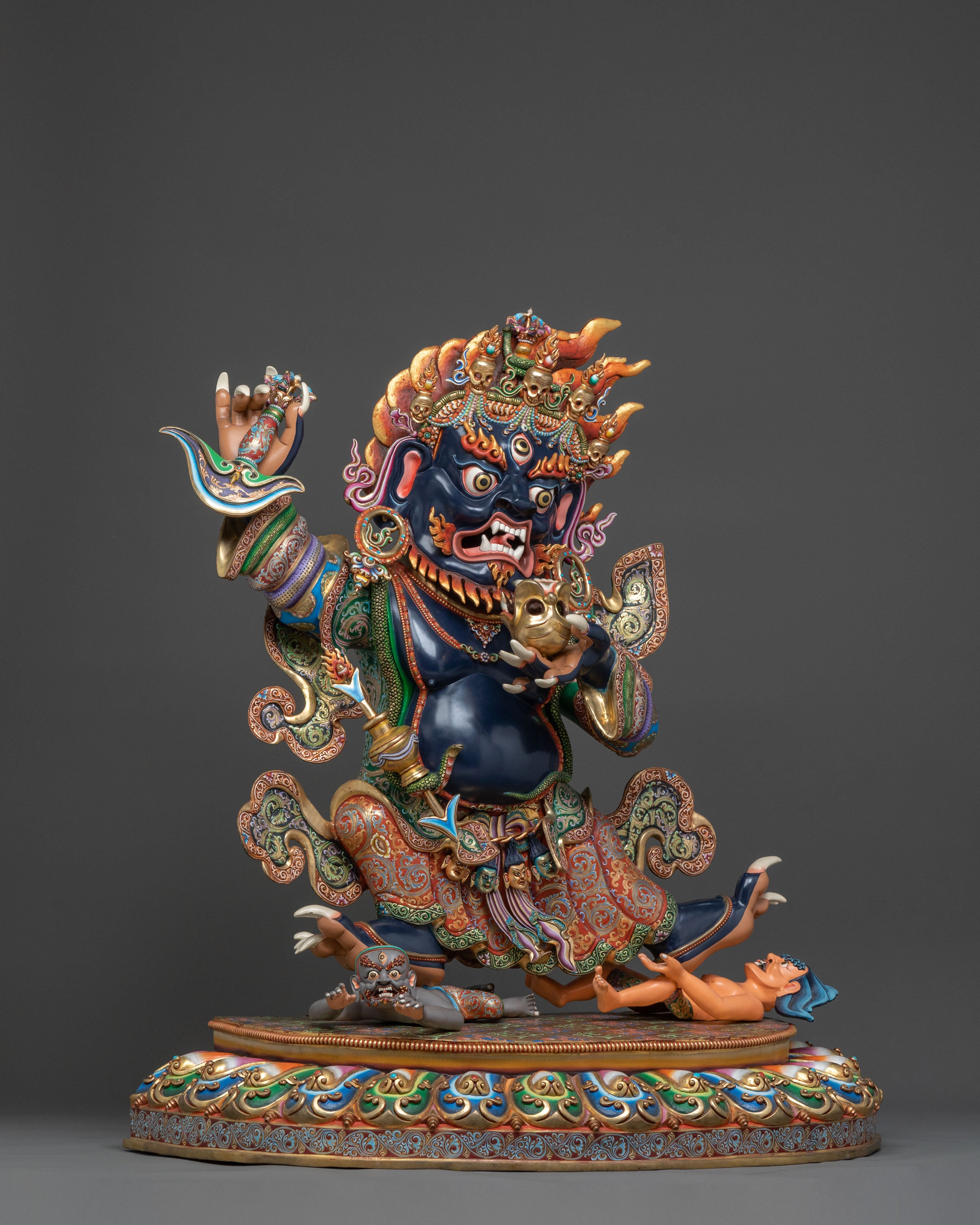 Mahakala Bernakchen, 24K Gold Gilded Protector Statue
