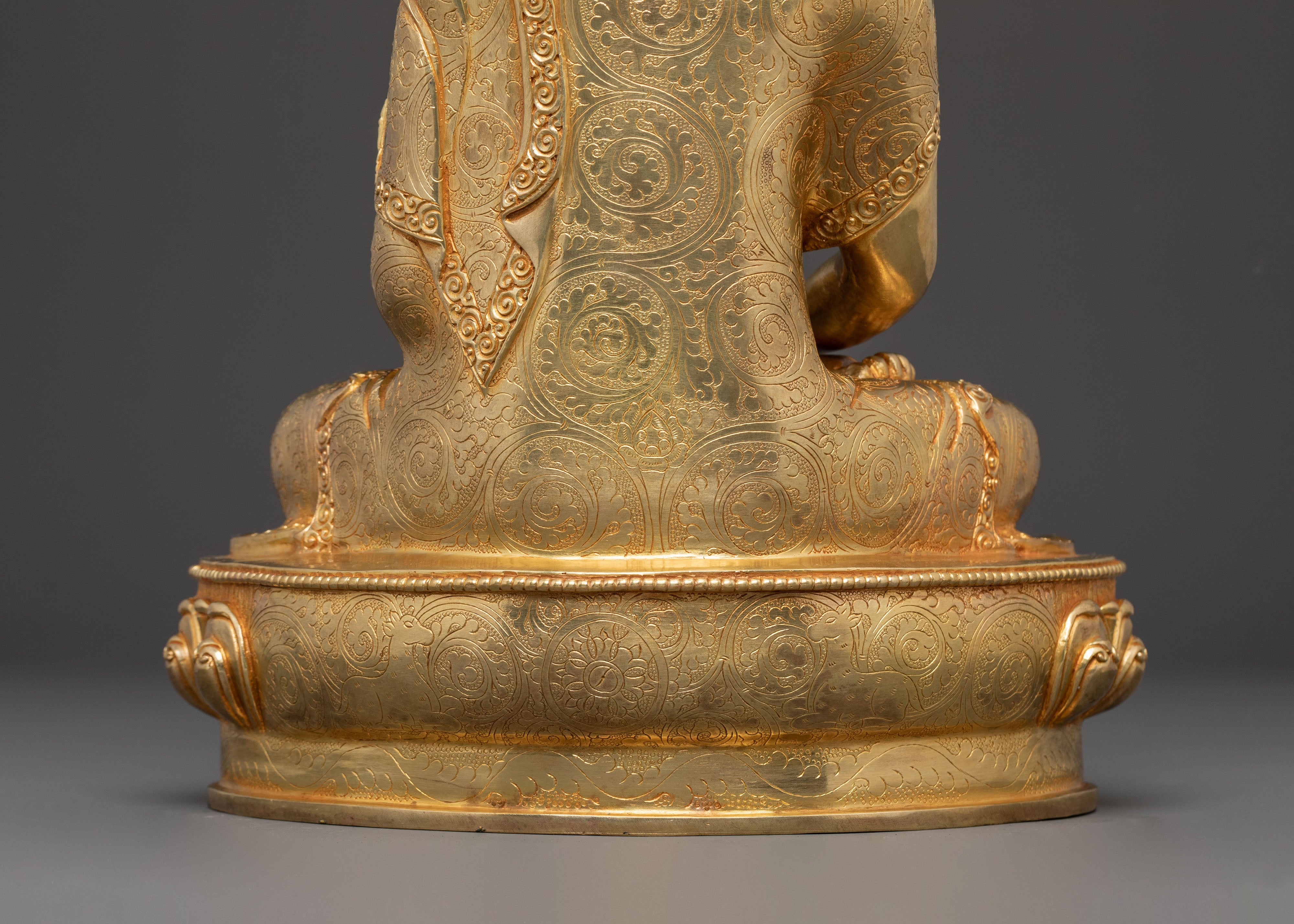 24k Gold Gilded Amitabha Buddha Spiritual Statue – Exquisite Copper Art