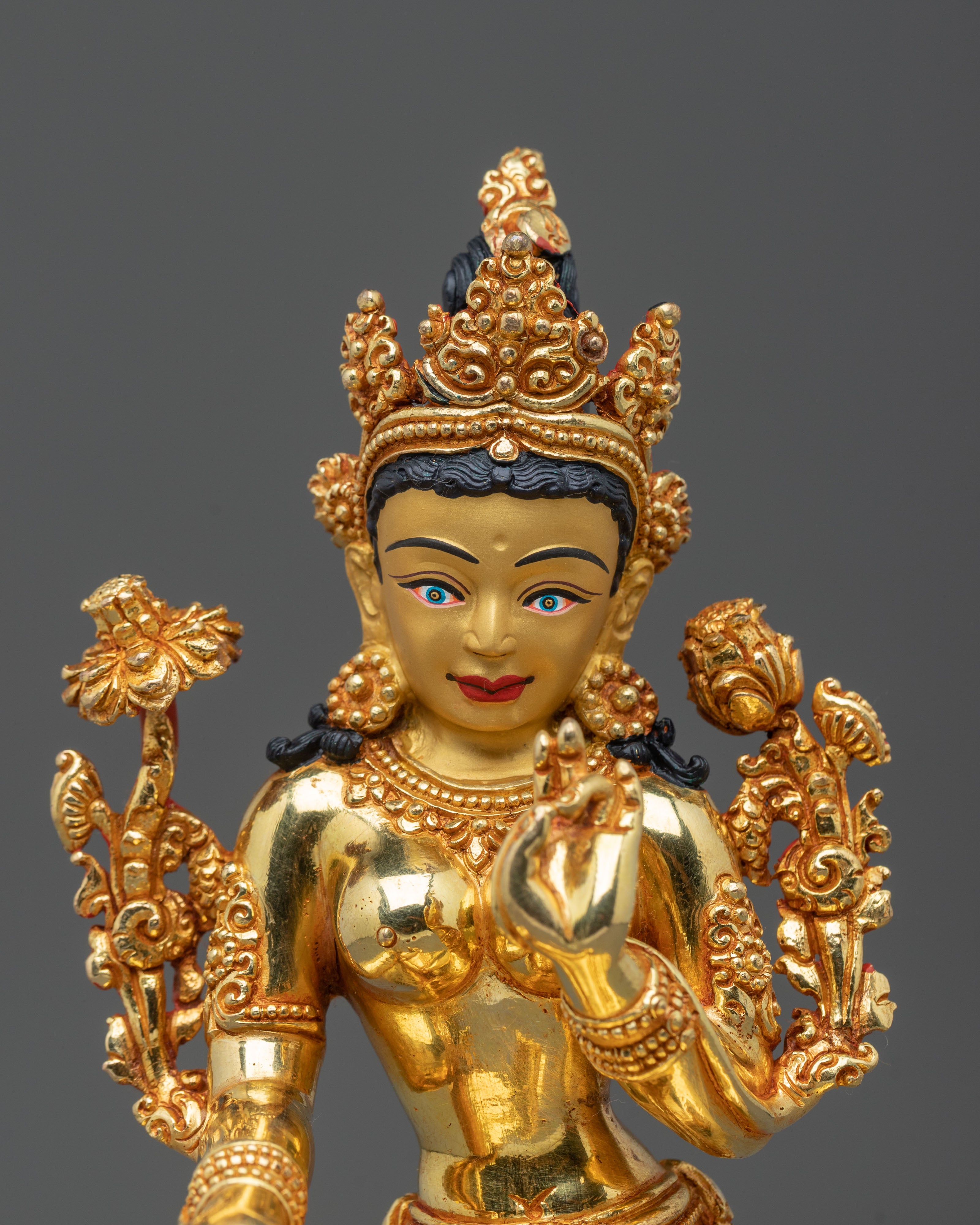Green Tara Figurine with Acrylic Painting | Home Decor