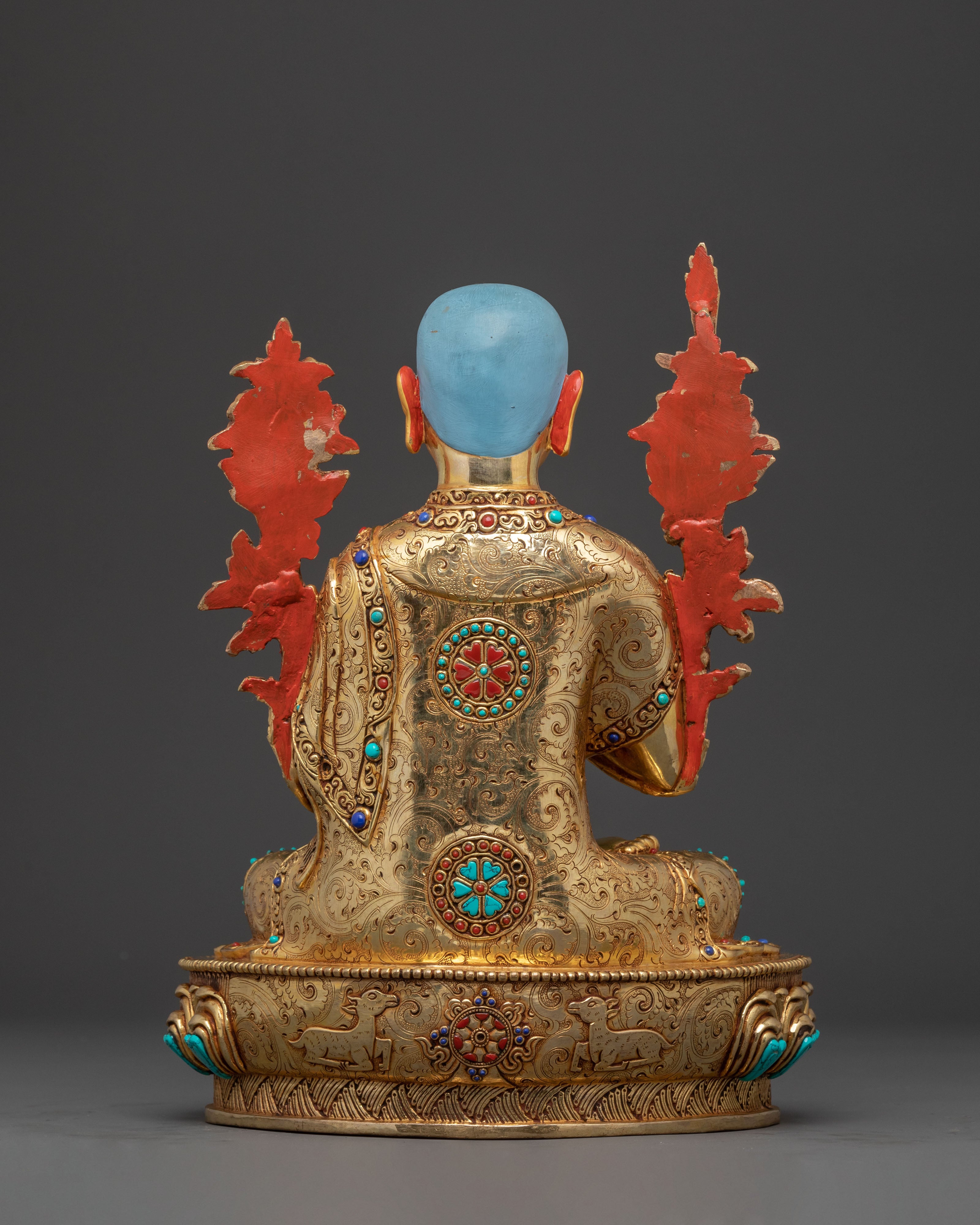 Tsongkhapa 24K Gold Gilded Statue Set for Altar