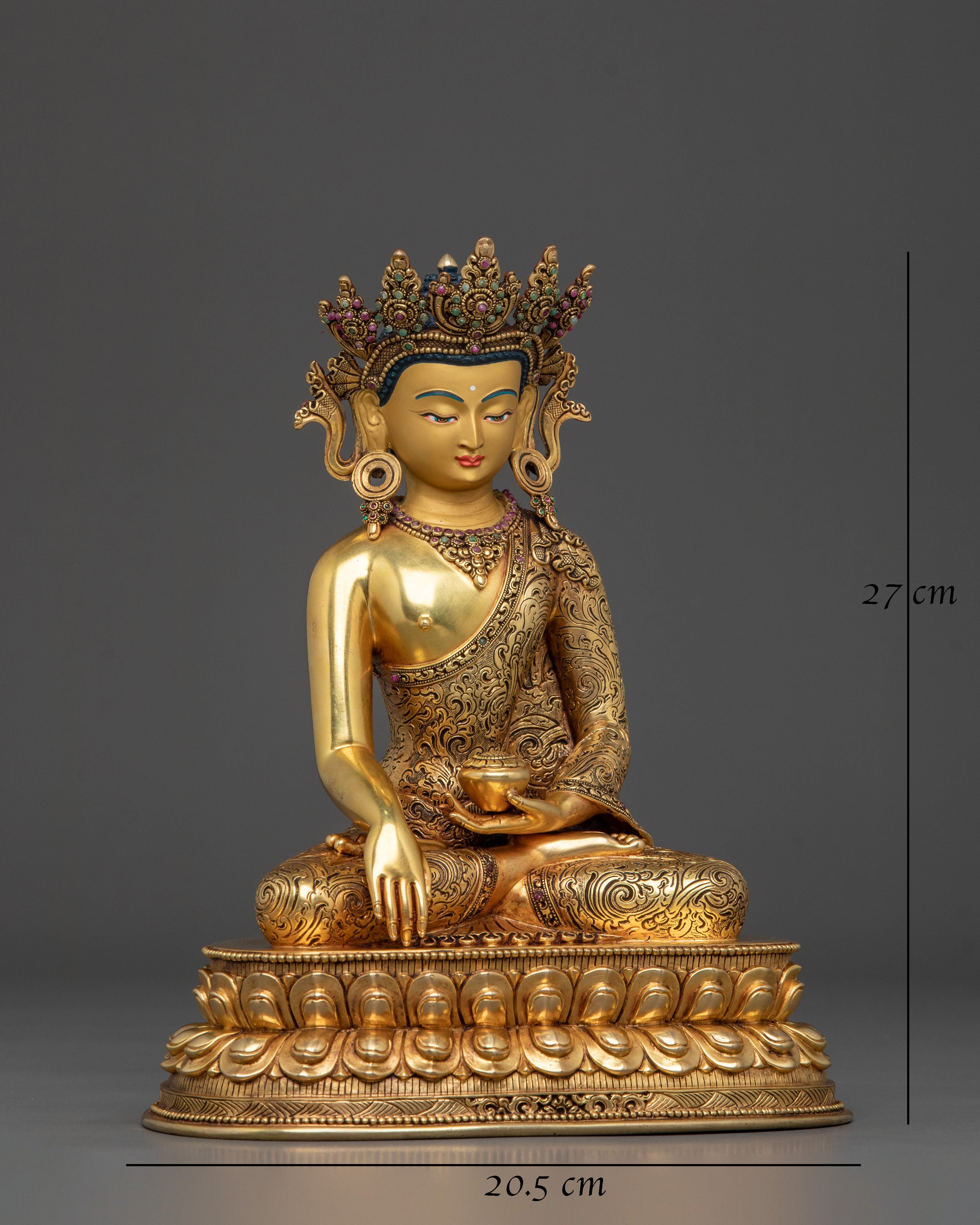 Handmade Crown Shakyamuni Buddha Statue