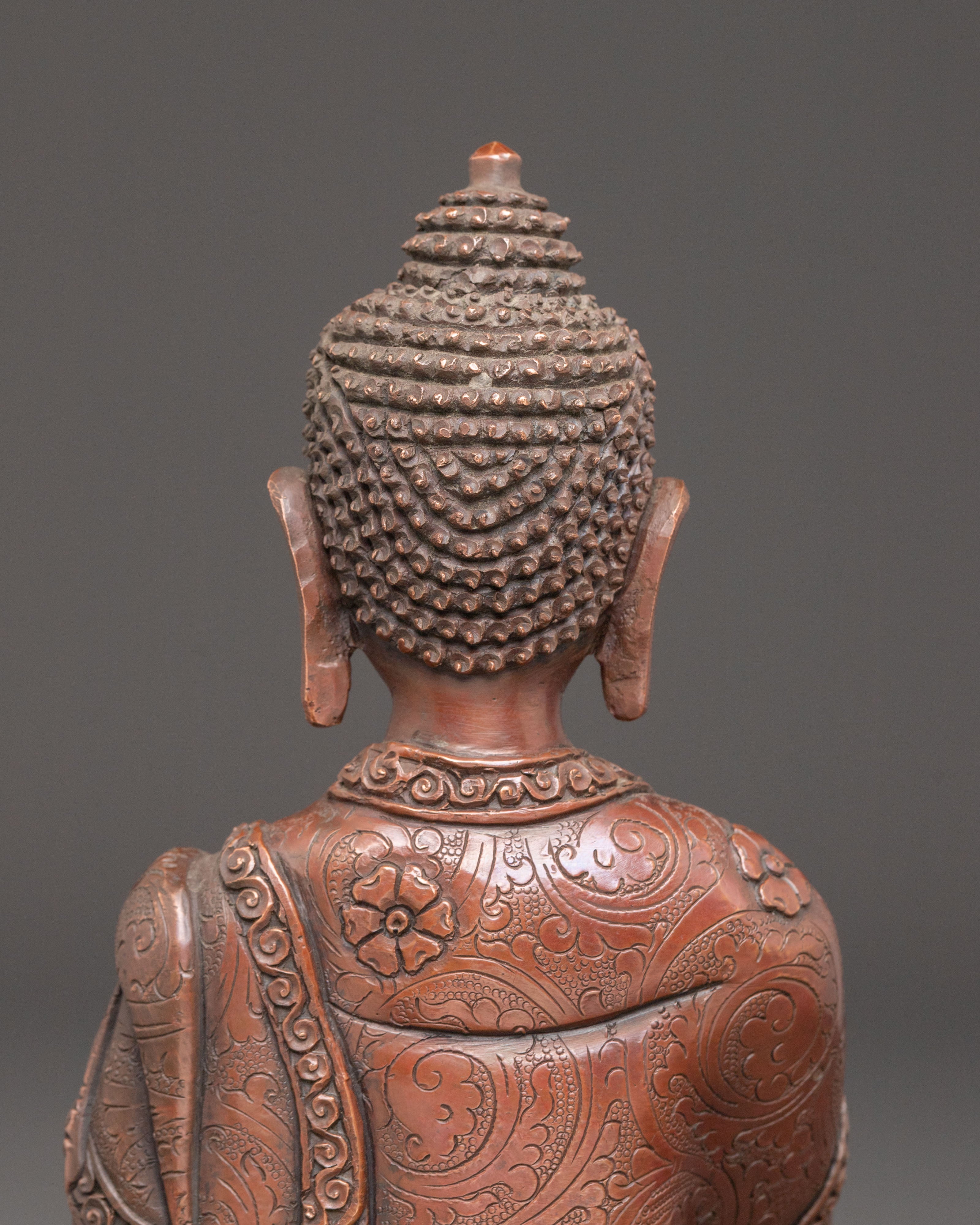 Buddha Shakyamuni, Handcrafted Copper Statue | Enlightenment Symbol