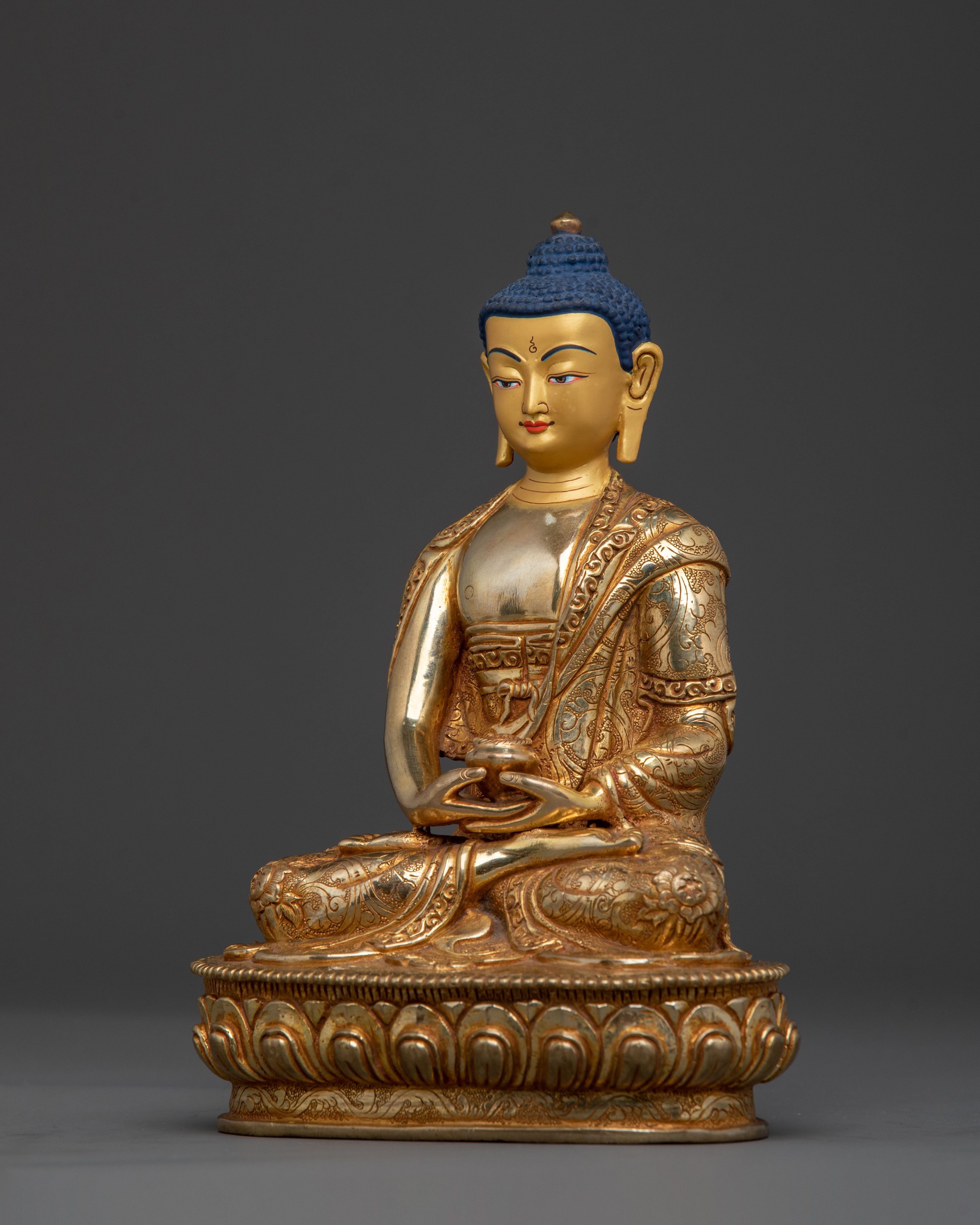 Amitabha Buddha Figurine | 24K Gold Gilded Icon