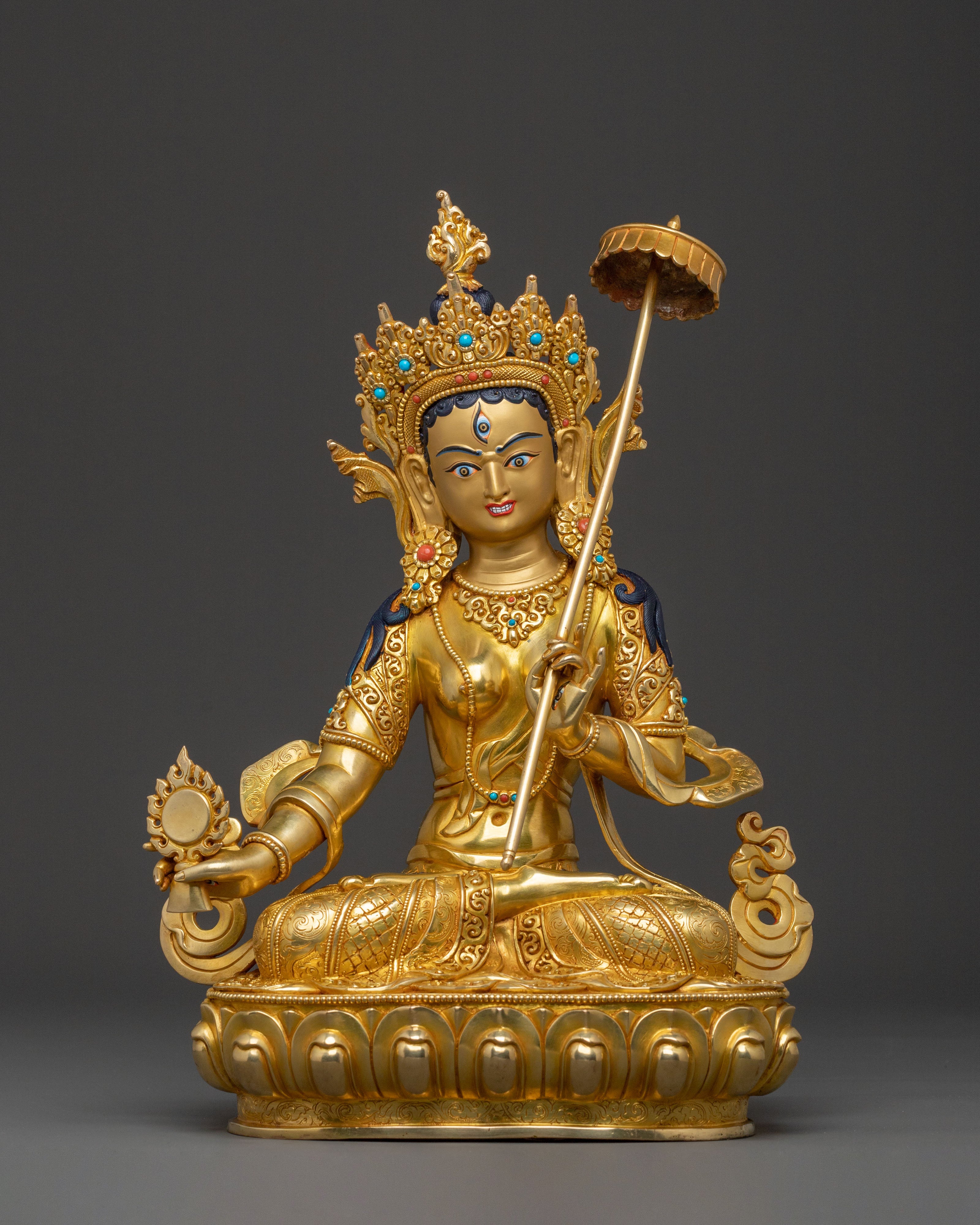 Dukar White Umbrella Protector Statue: Made in Nepal