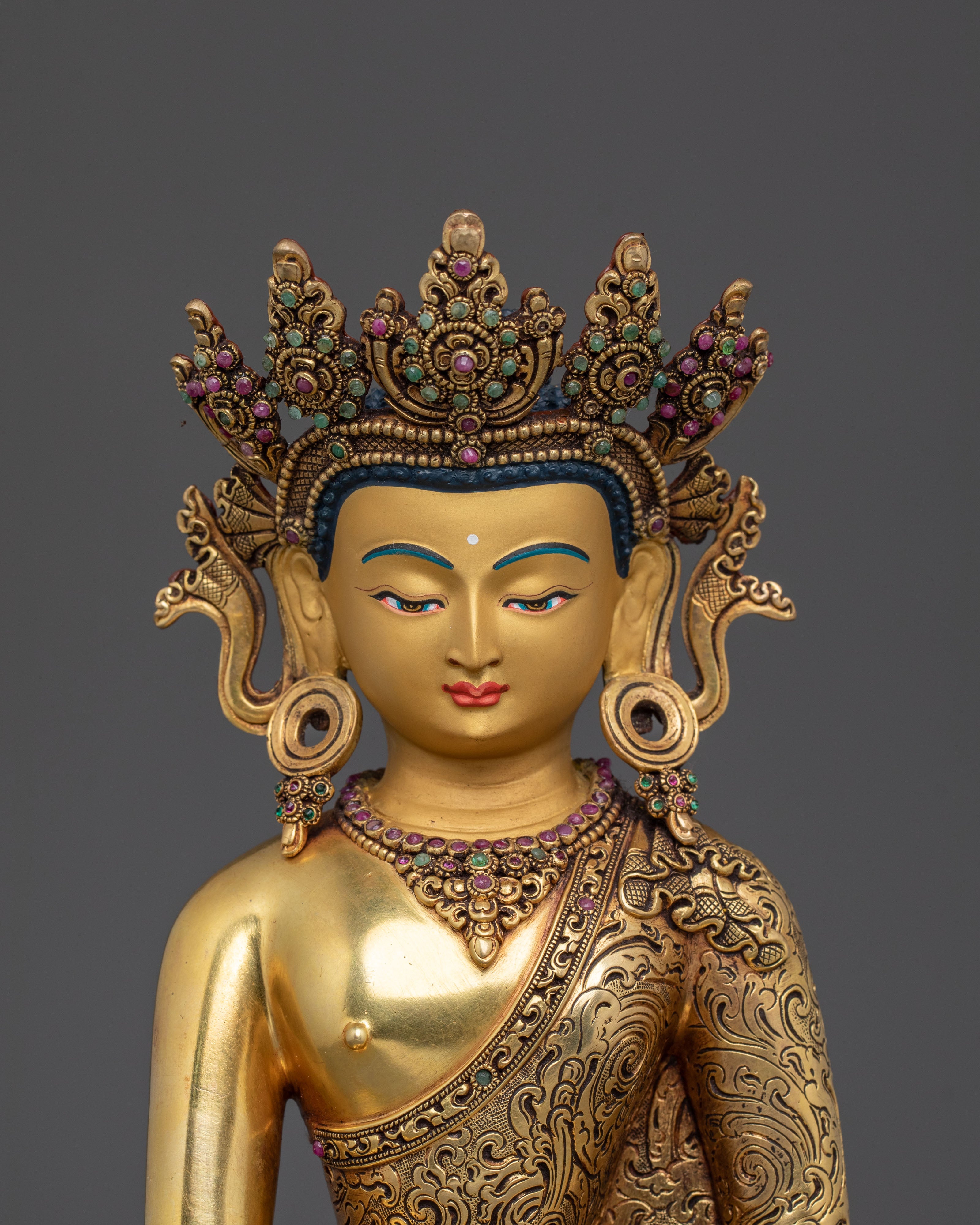 Handmade Crown Shakyamuni Buddha Statue
