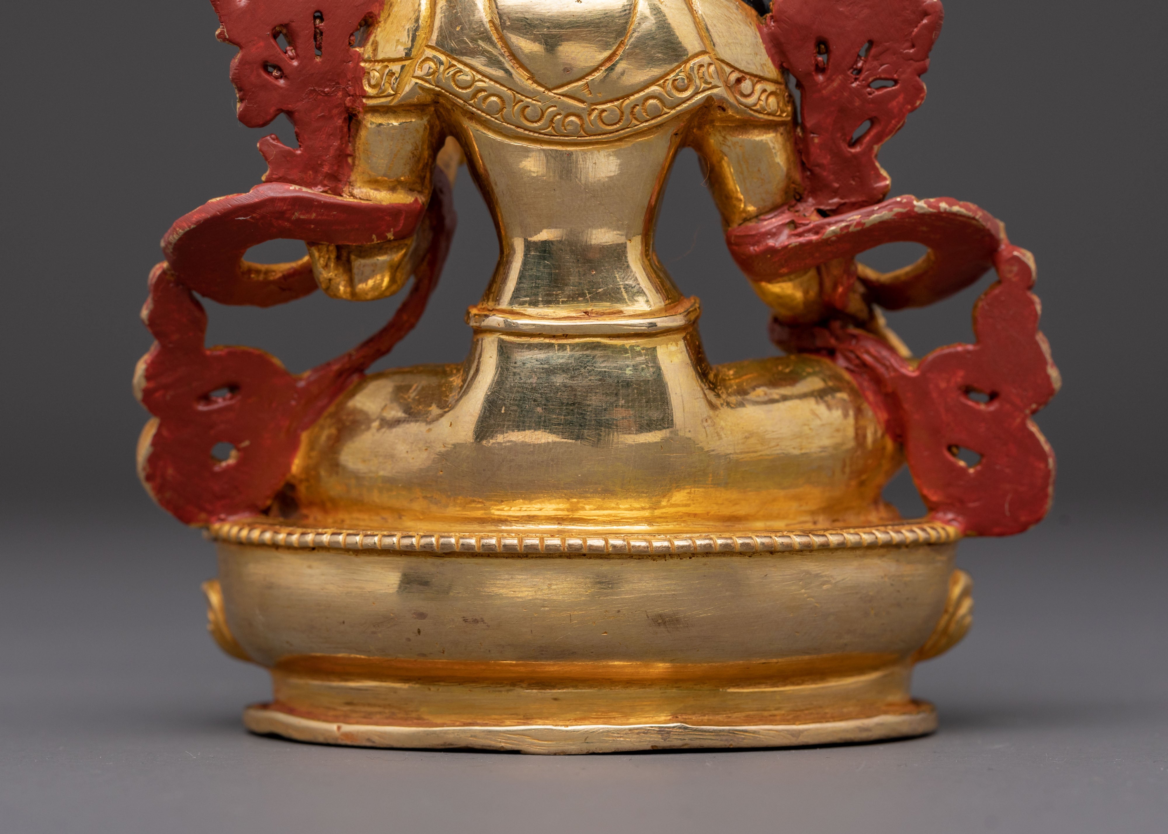 Green Tara Compassion Bodhisattva Statue: Serene Gilded Copper