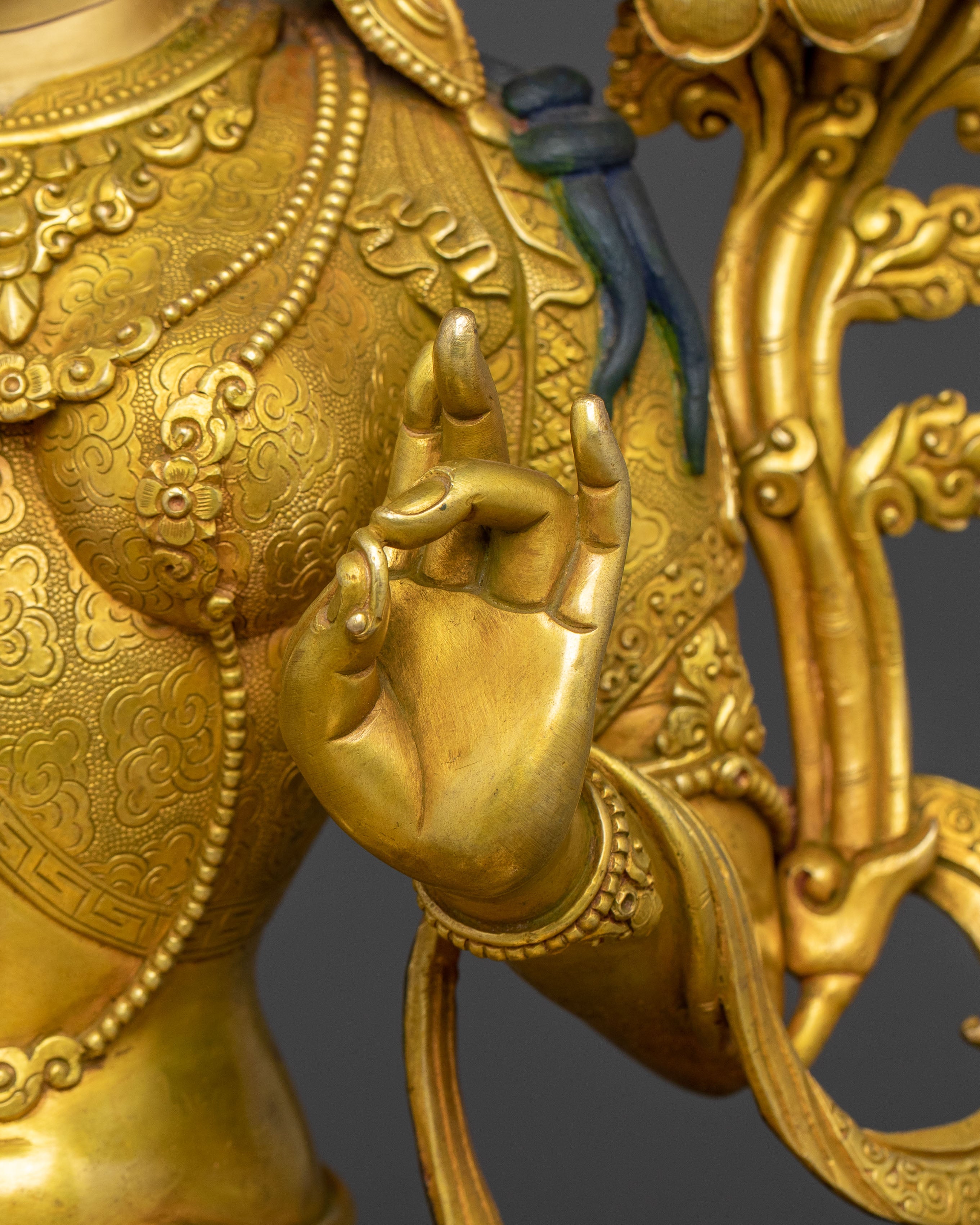 Green Tara Healing Deity Statue – 24K Gilded Serenity