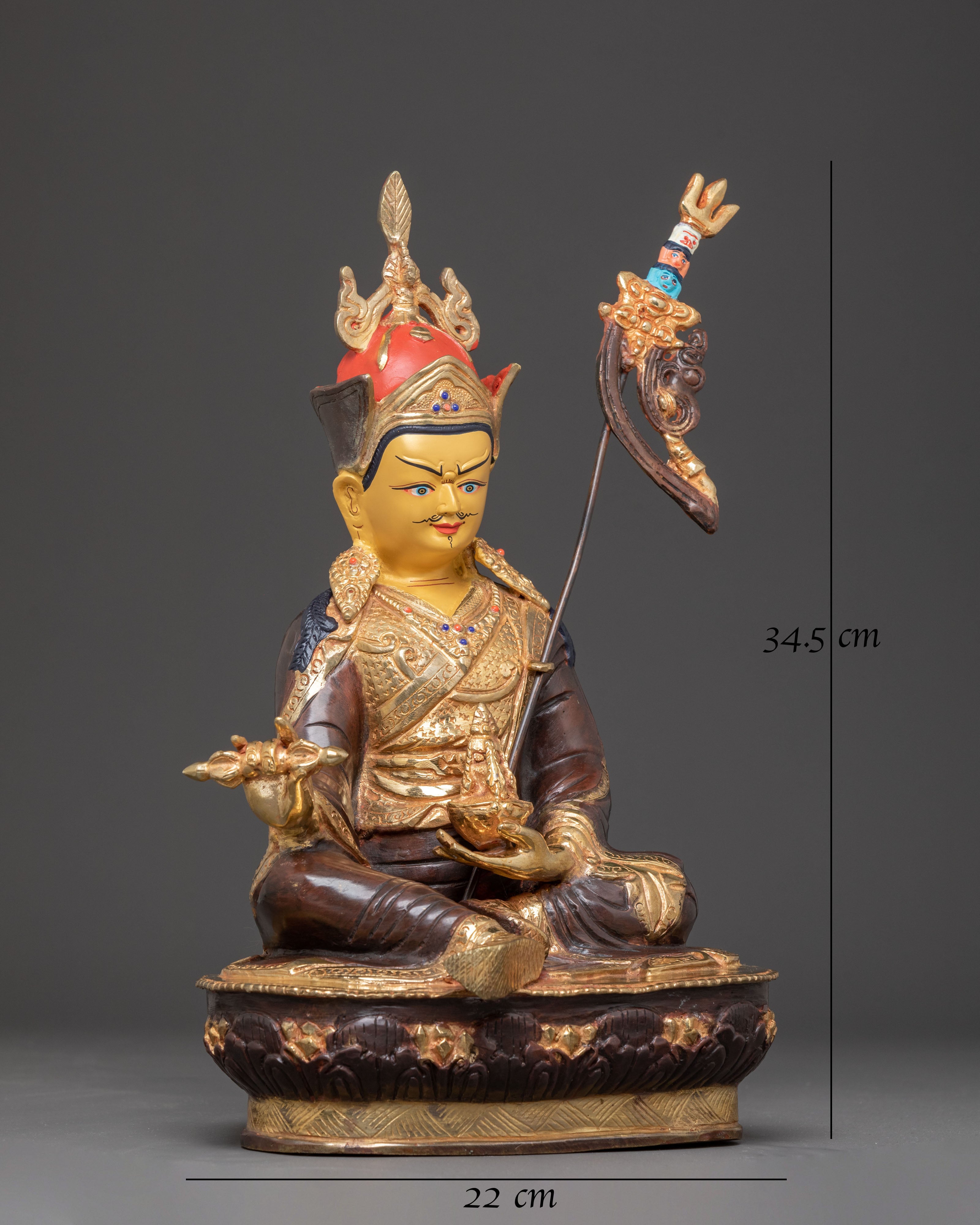 Handcrafted Copper Statue of Guru Rinpoche | Tibetan Tantric Master