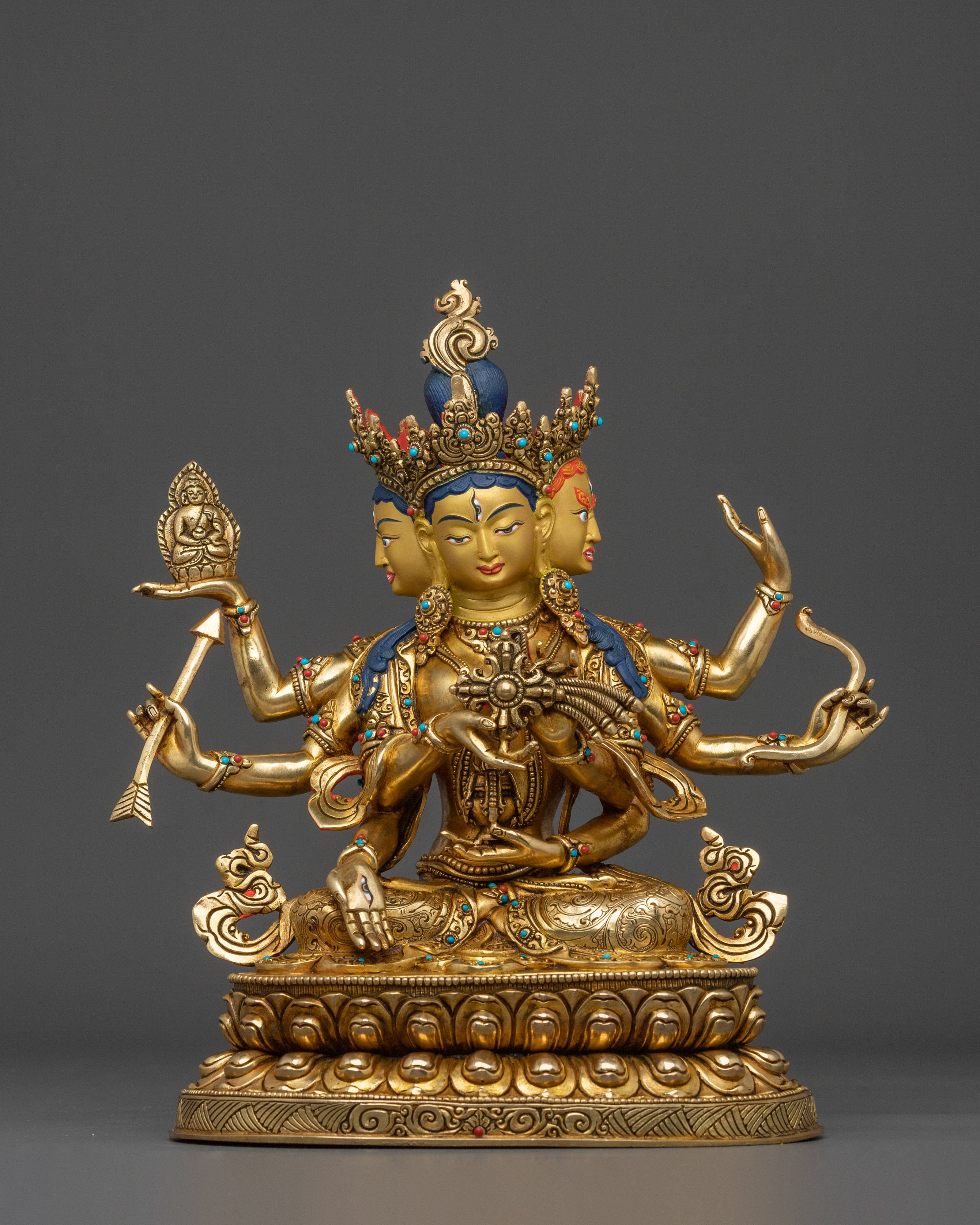 Namgyalma Fire Gold Gilded Statue | Buddhist Longevity Deity Sculpture