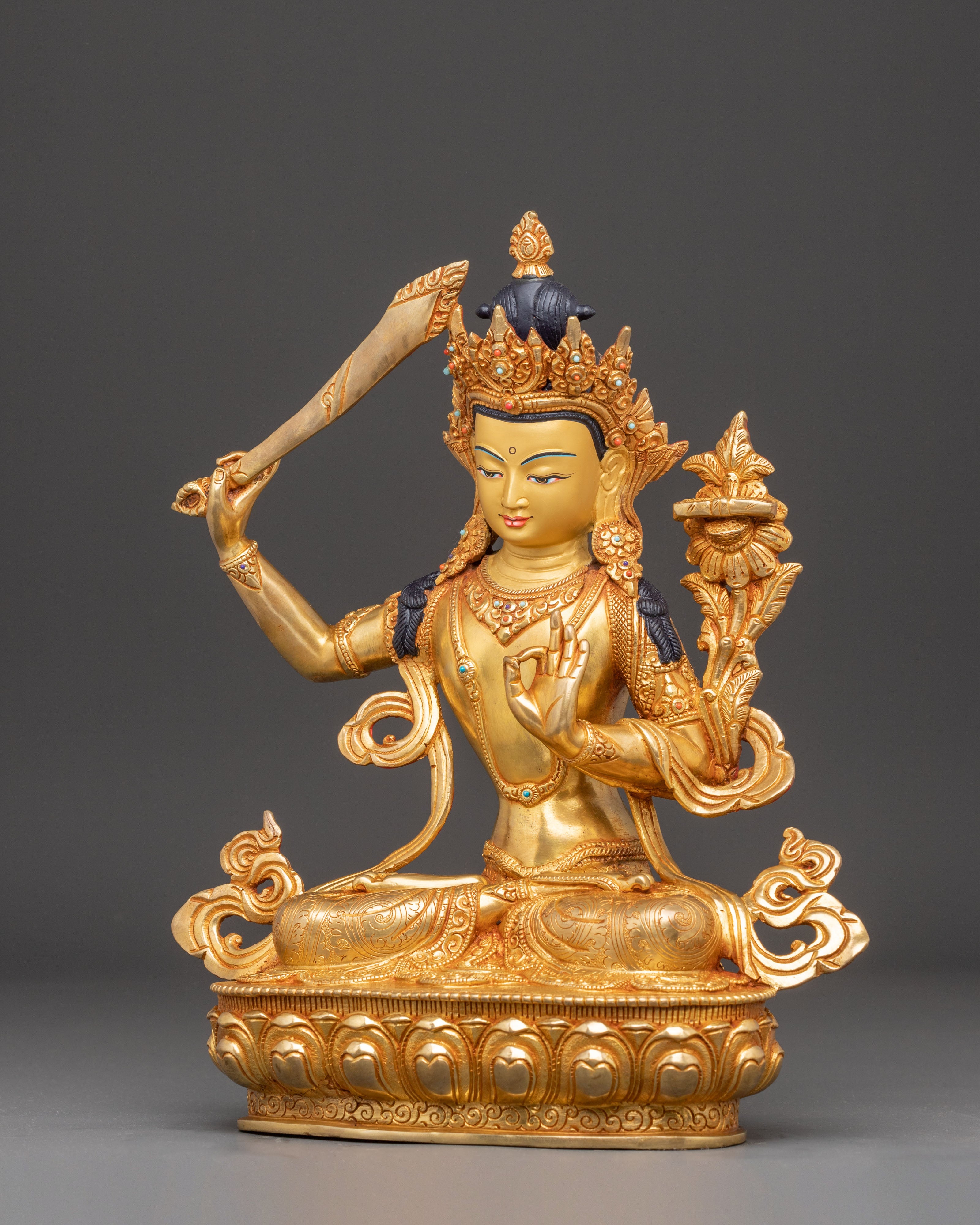 Manjushri Statue: The Flaming Sword | Buddhist Wisdom Idol