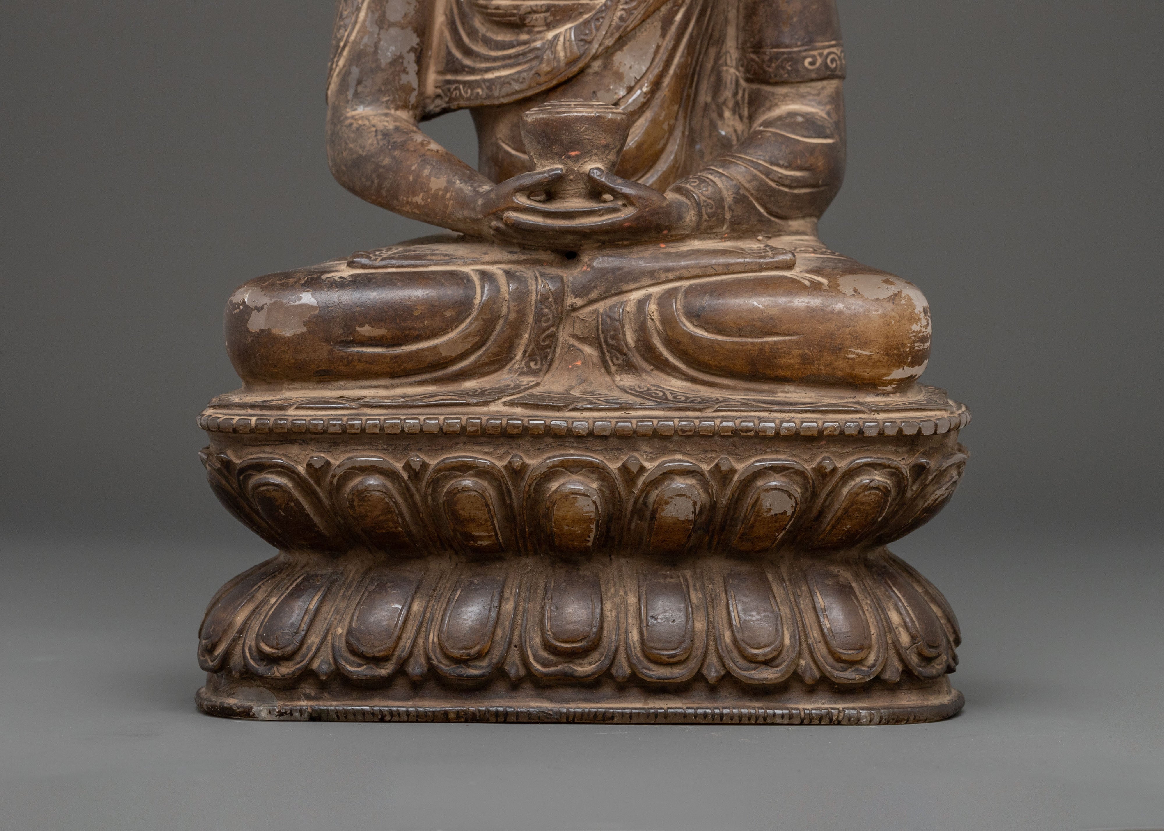 Amitabha Buddha Crystal Statue with Antique Finish