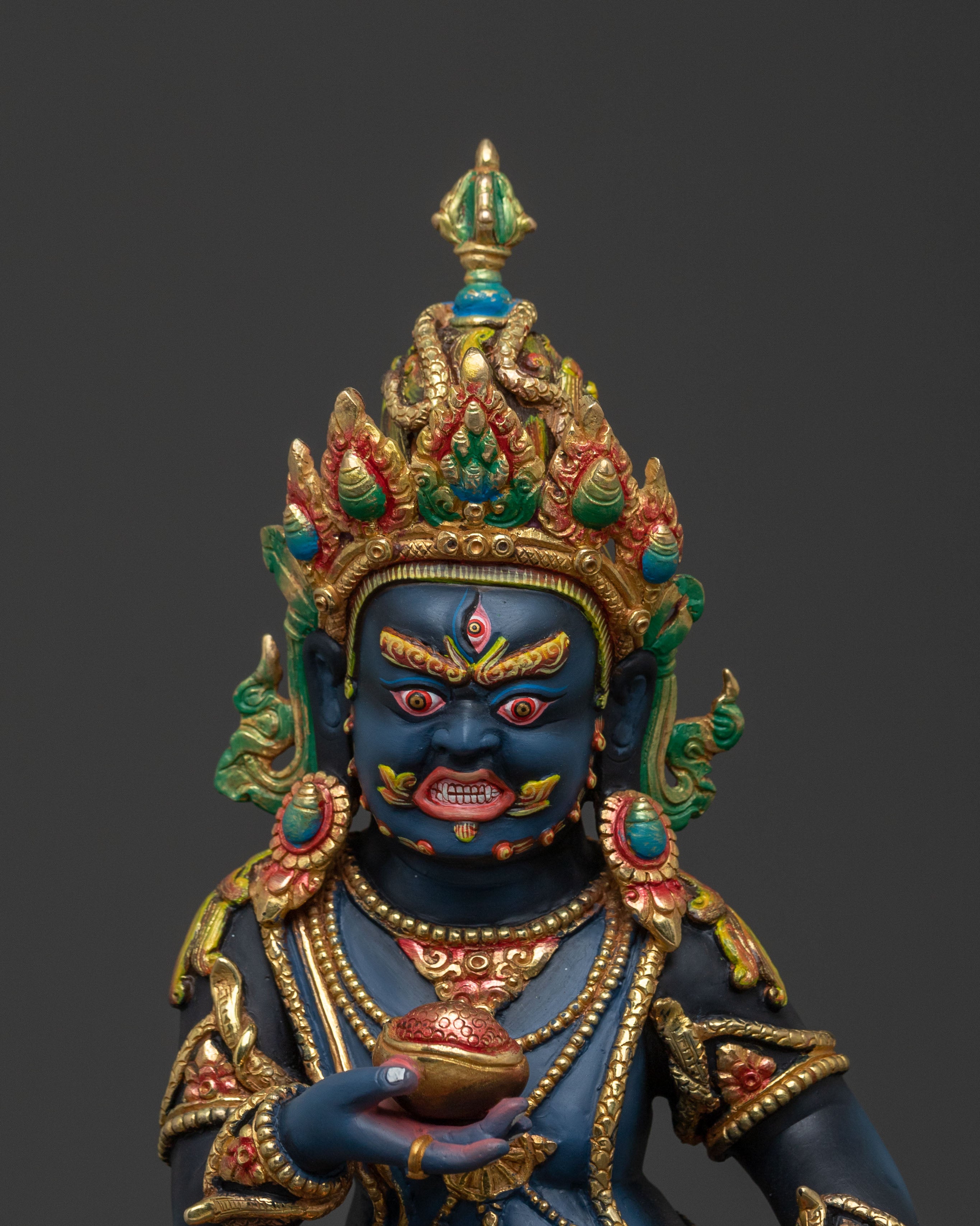 Black Dzambhala Wealth Deity Statue for Rituals