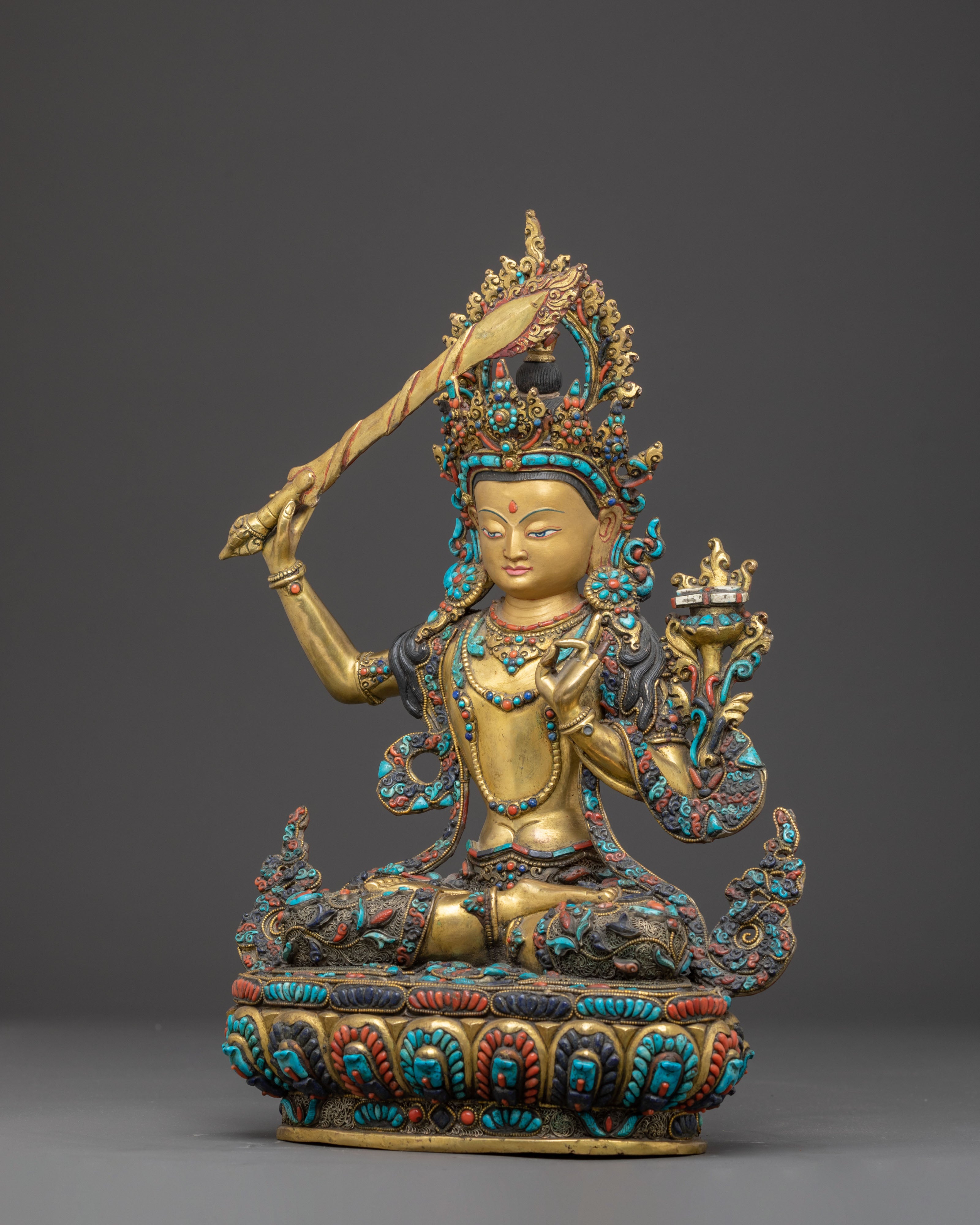 Manjushri, Guardian of Knowledge Handcrafted Statue | Dharma Protector