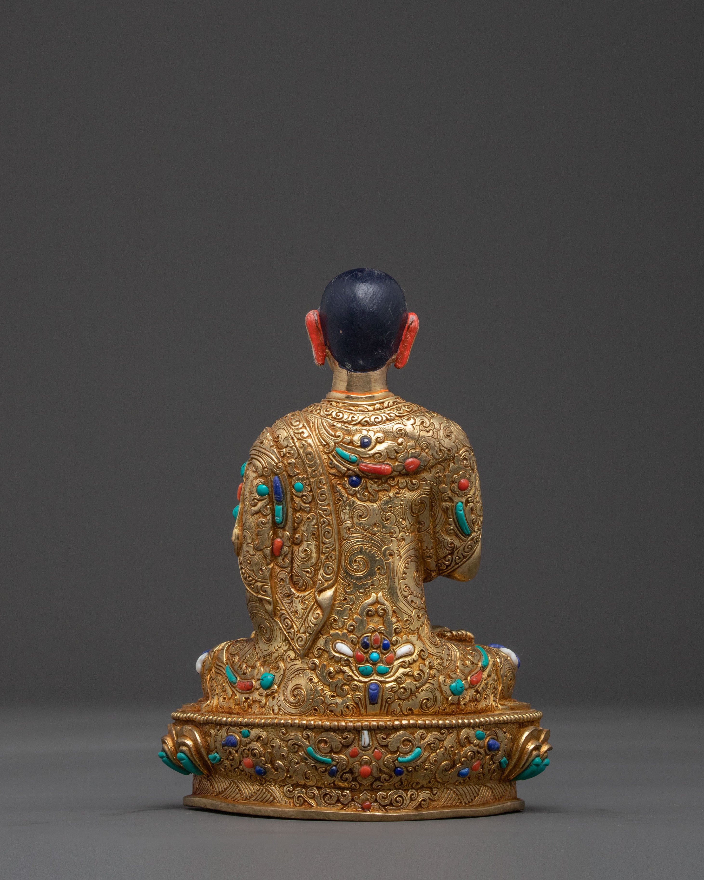 Tsongkhapa Set 24K Gold Gilded Copper Statue