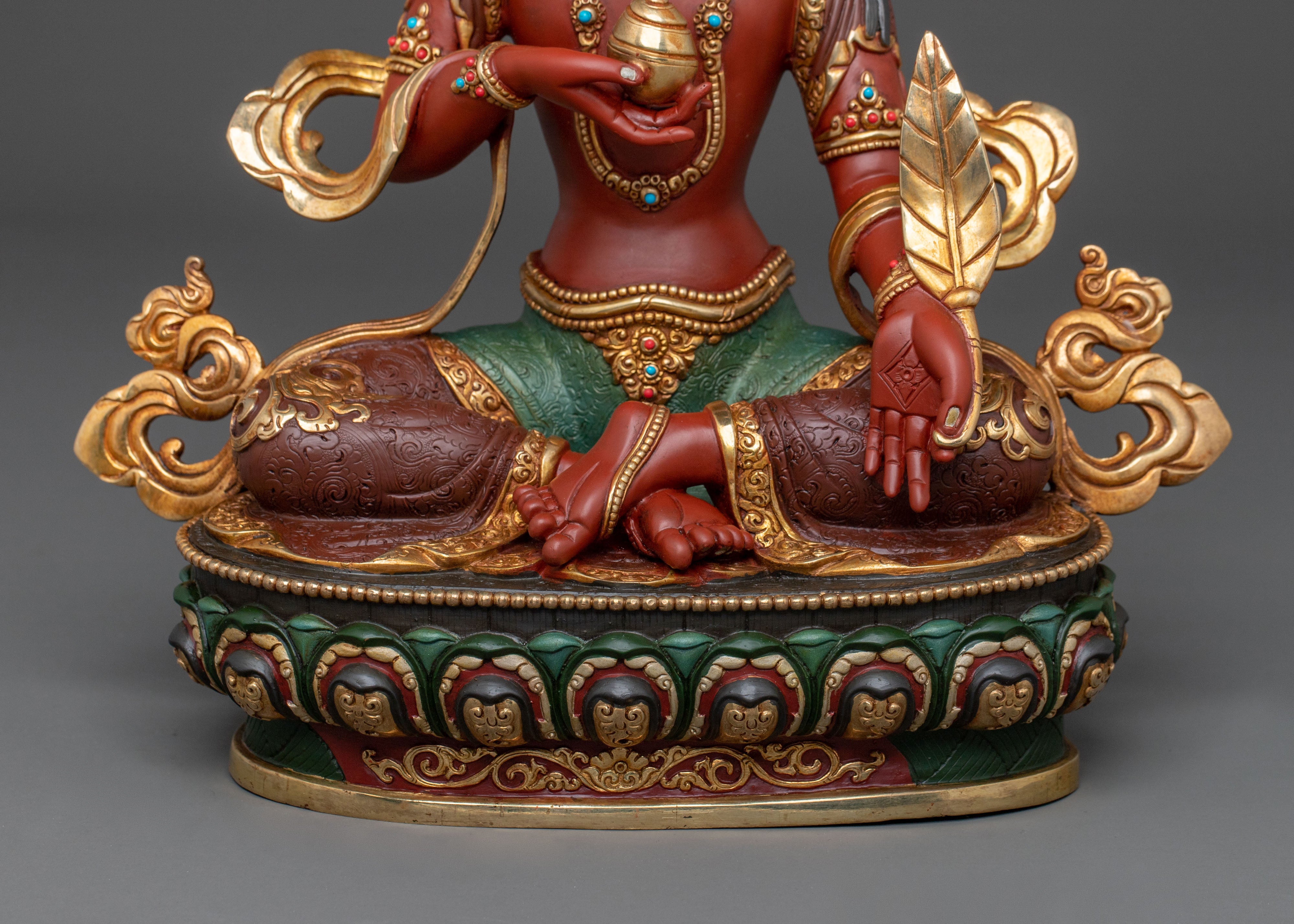 24K Gold Gilded Ksitigarbha Statue | Spiritual Figurine