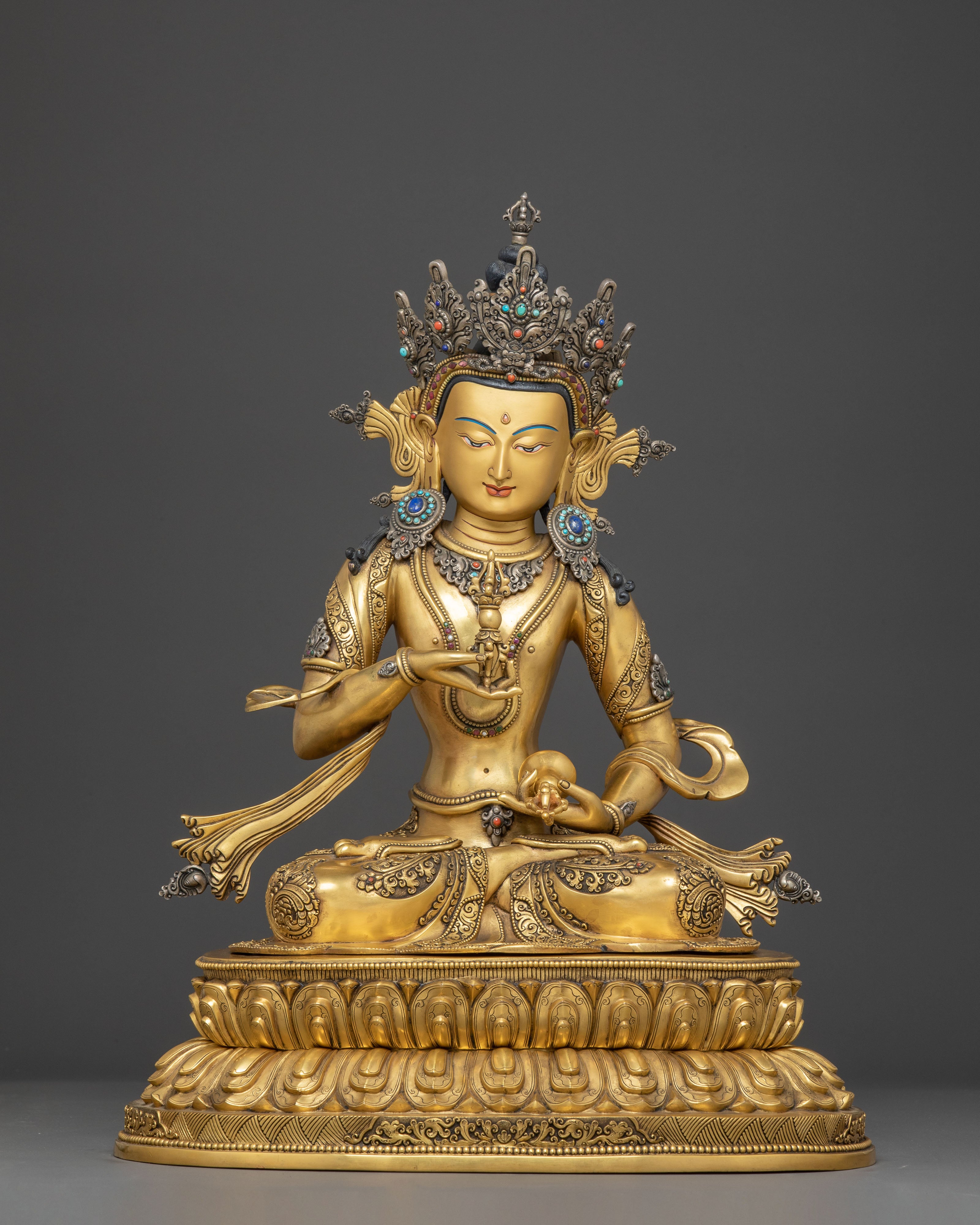 Golden Vajrasattva Symbol of Purification Statue | Tantric Buddhist Deity