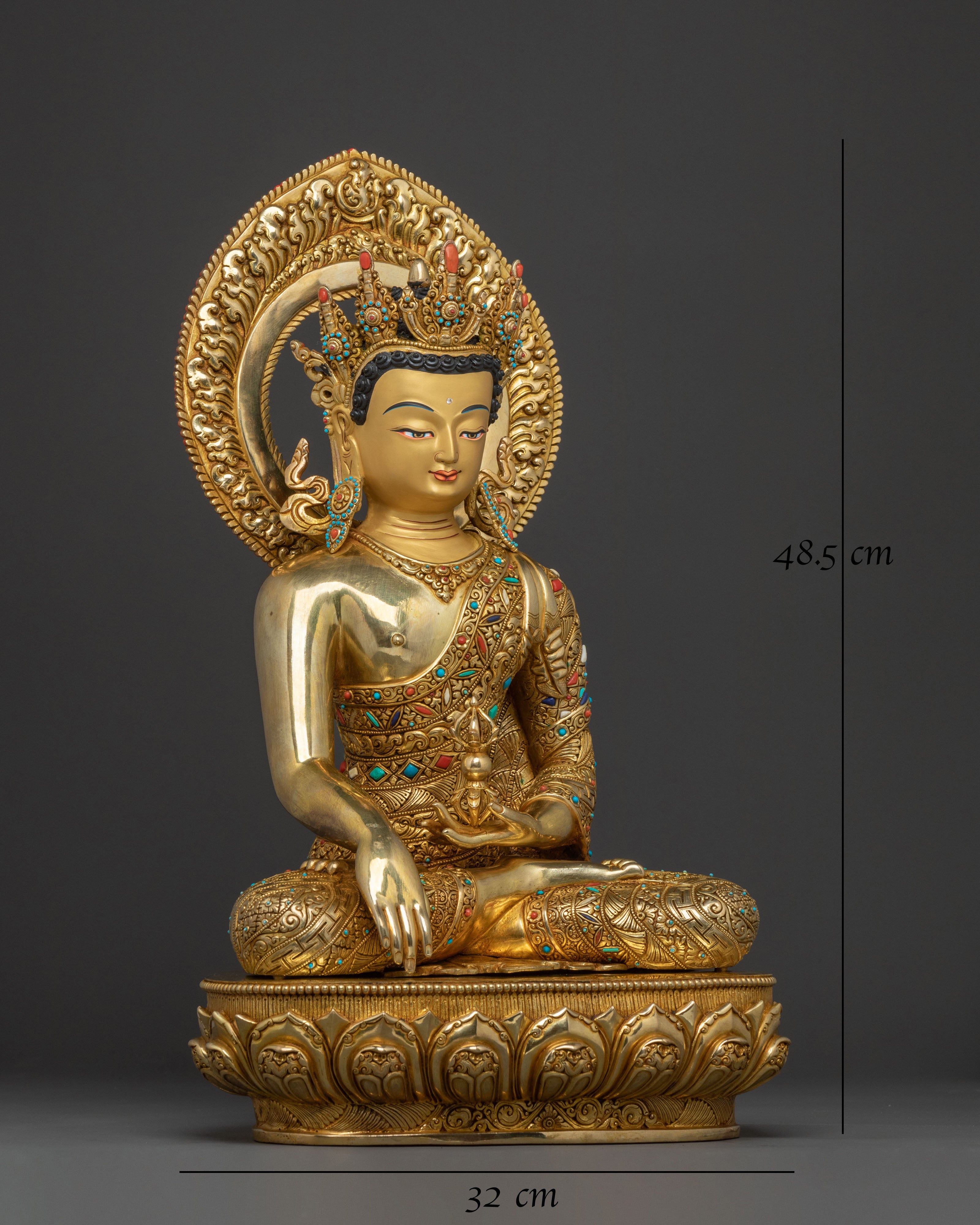 Crowned Mitrugpa Sacred Statue with 24K Gold Glided