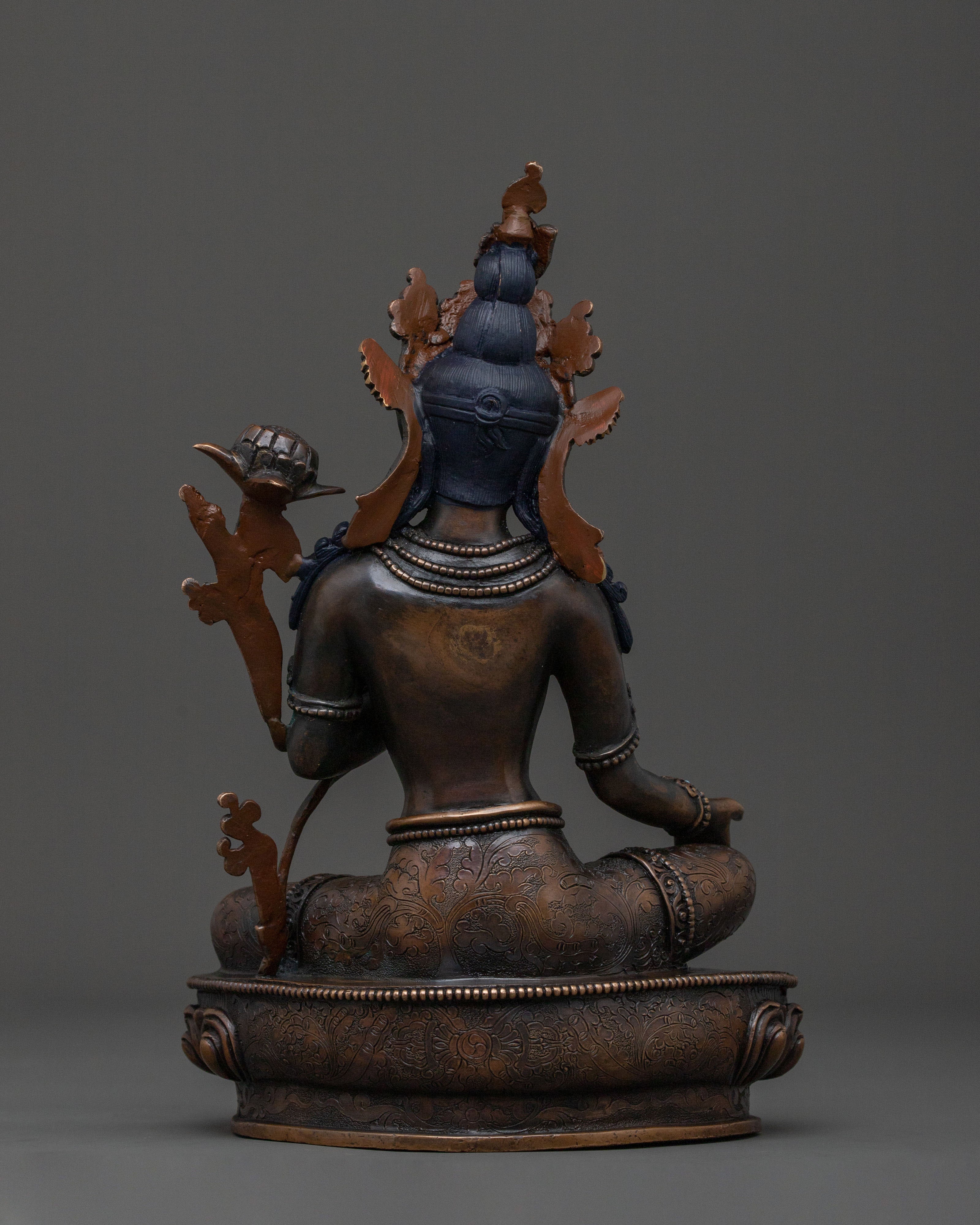 Green Tara Sculpture | Oxidized Copper Goddess