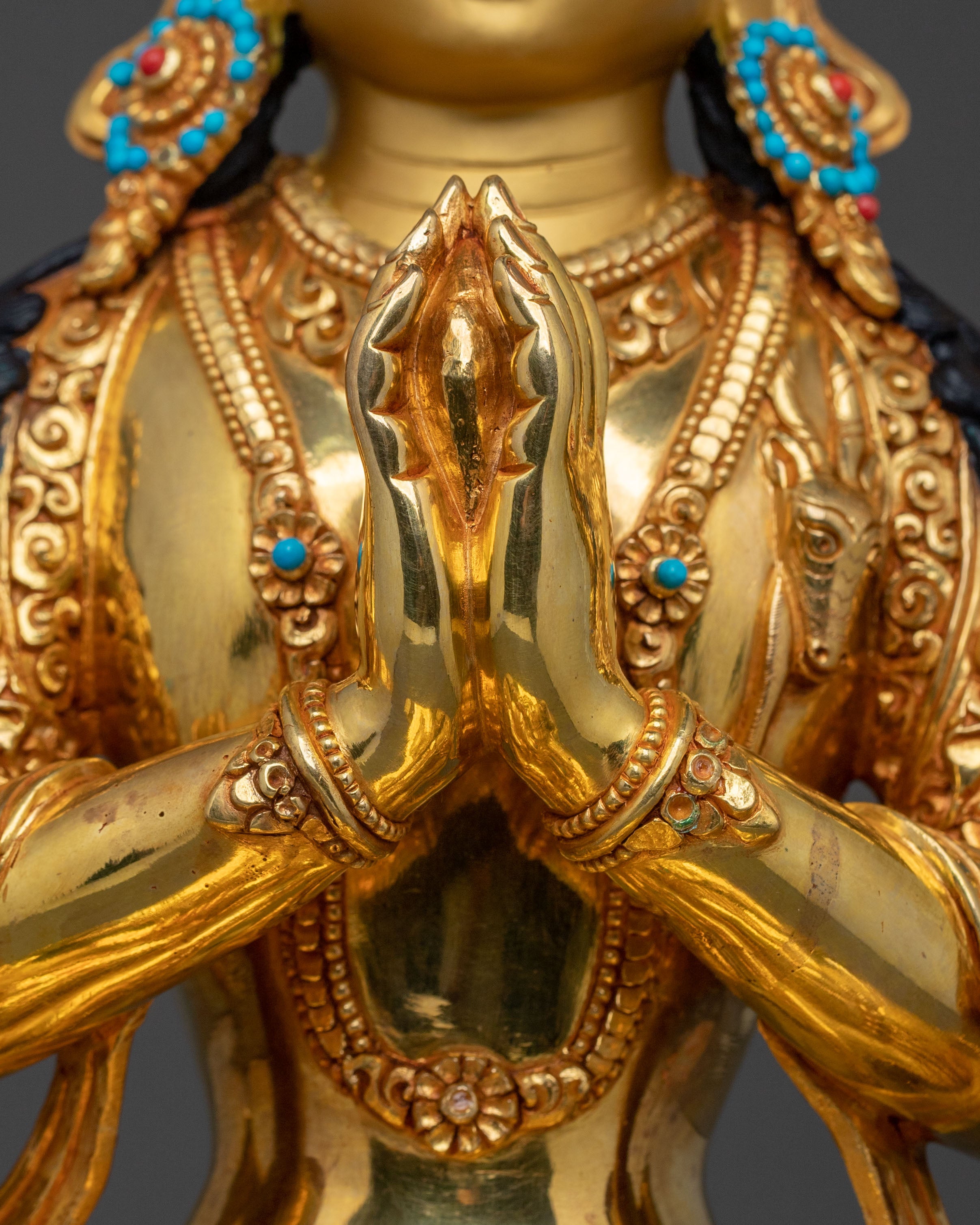 Handcrafted Four Armed Chenrezig Sculpture | Buddhist Protector Deity