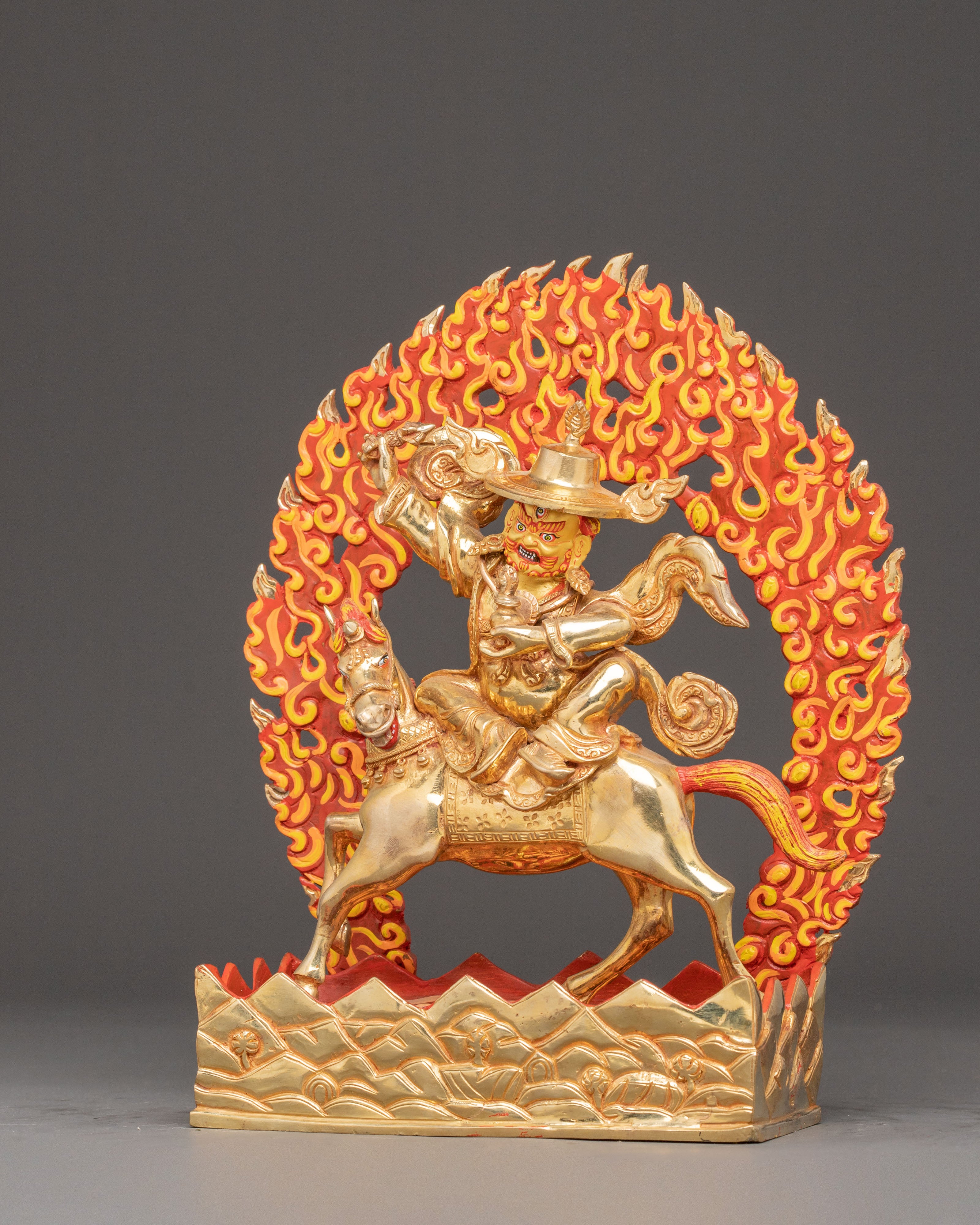 Handmade Pehar Gyalpo Golden Statue | 24K Gold Gilded